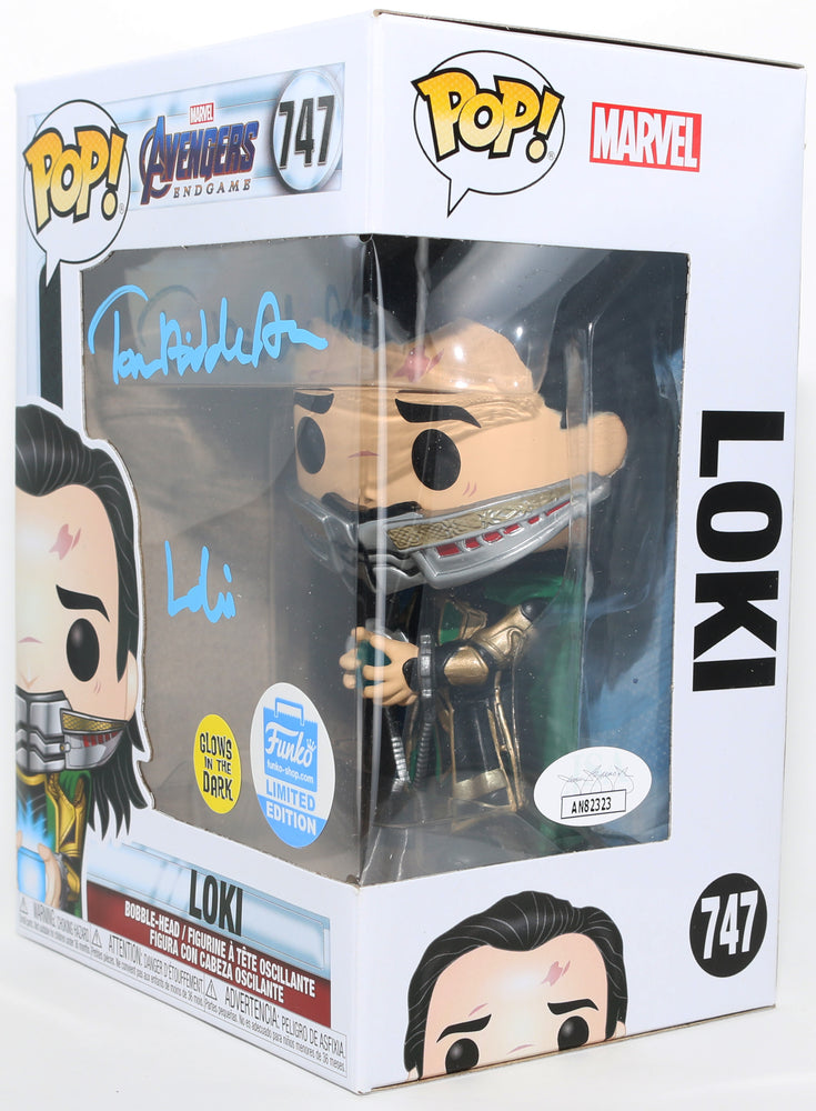 
                  
                    Tom Hiddleston as Loki in Avengers: Endgame GITD Funko Store Limited Edition (JSA) Signed Funko POP! #747 with Character Name
                  
                