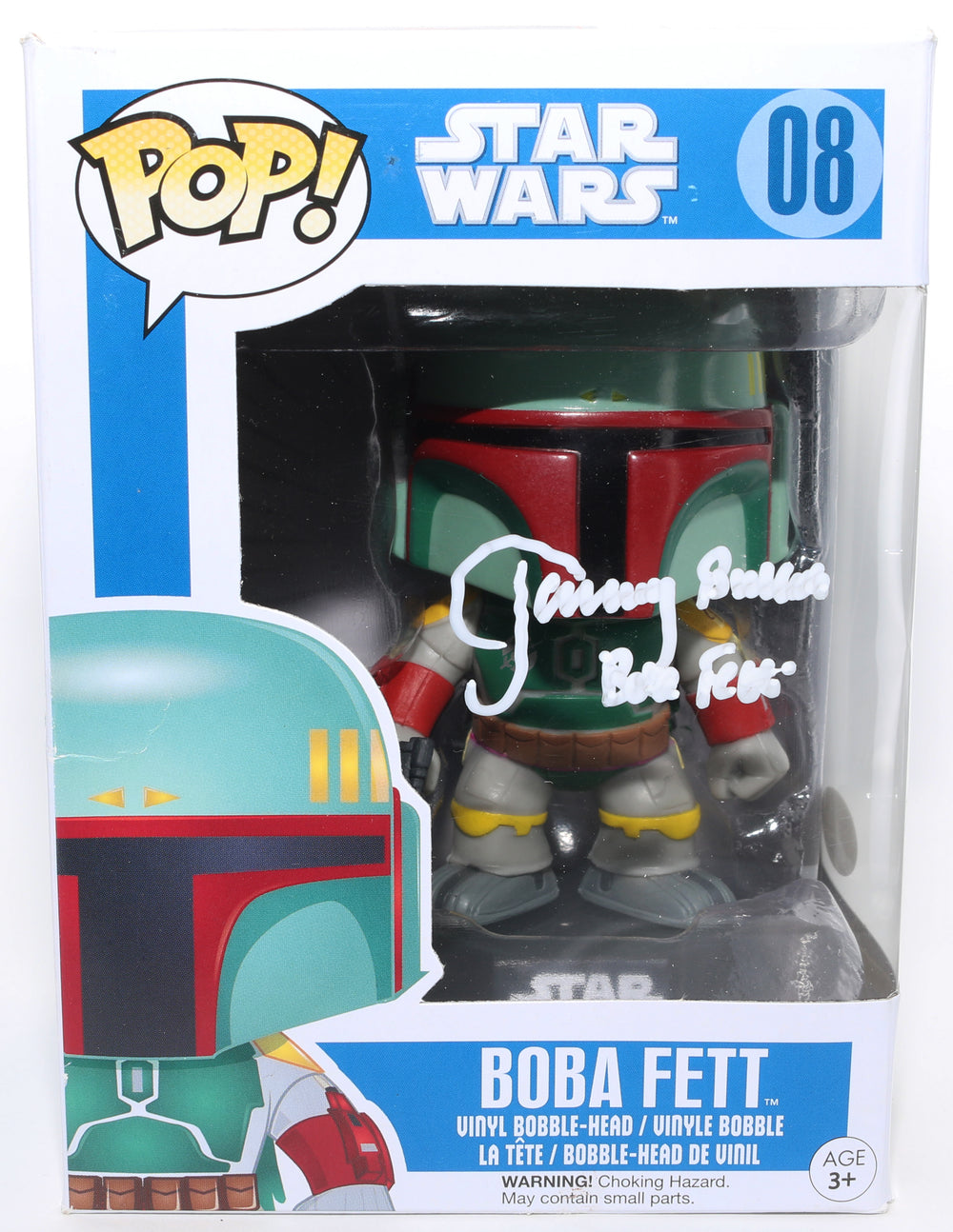 Jeremy Bulloch as Boba Fett in Star Wars: The Empire Strikes Back (JSA) Signed Funko POP! #08 with Character Name