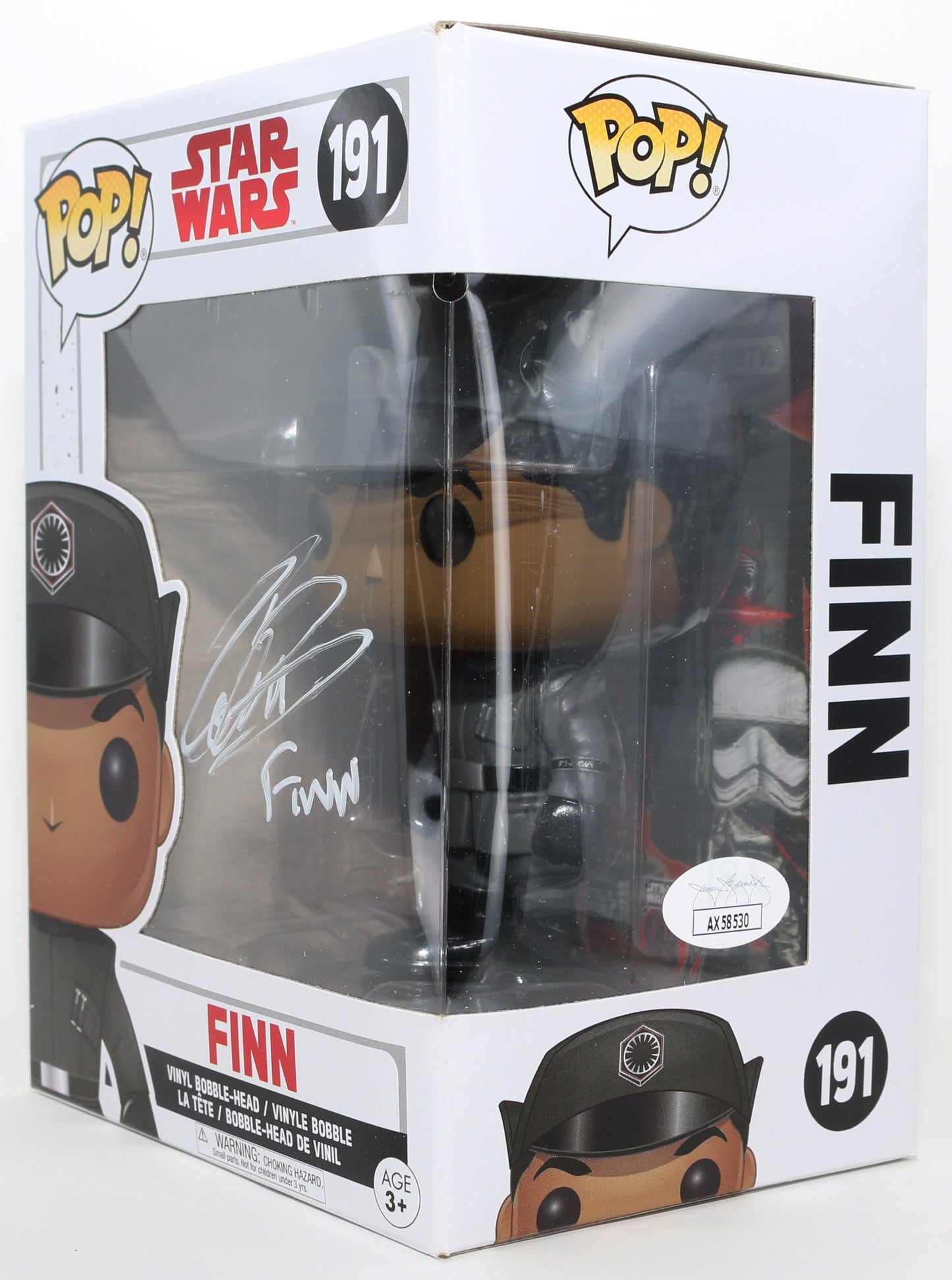 
                  
                    John Boyega as Finn in Star Wars: Rise of Skywalker (JSA) Signed Funko POP! #191 with Character Name
                  
                