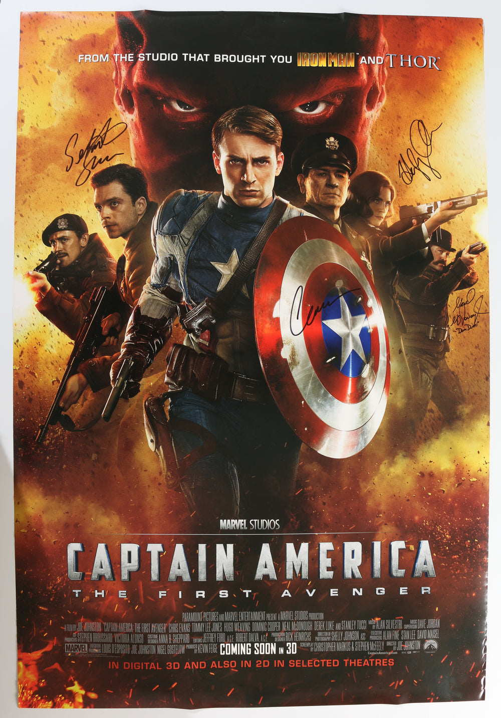 Captain America: The First Avenger 27x40 Poster Signed by Chris Evans, Hayley Atwell, Sebastian Stan, & Neal McDonough