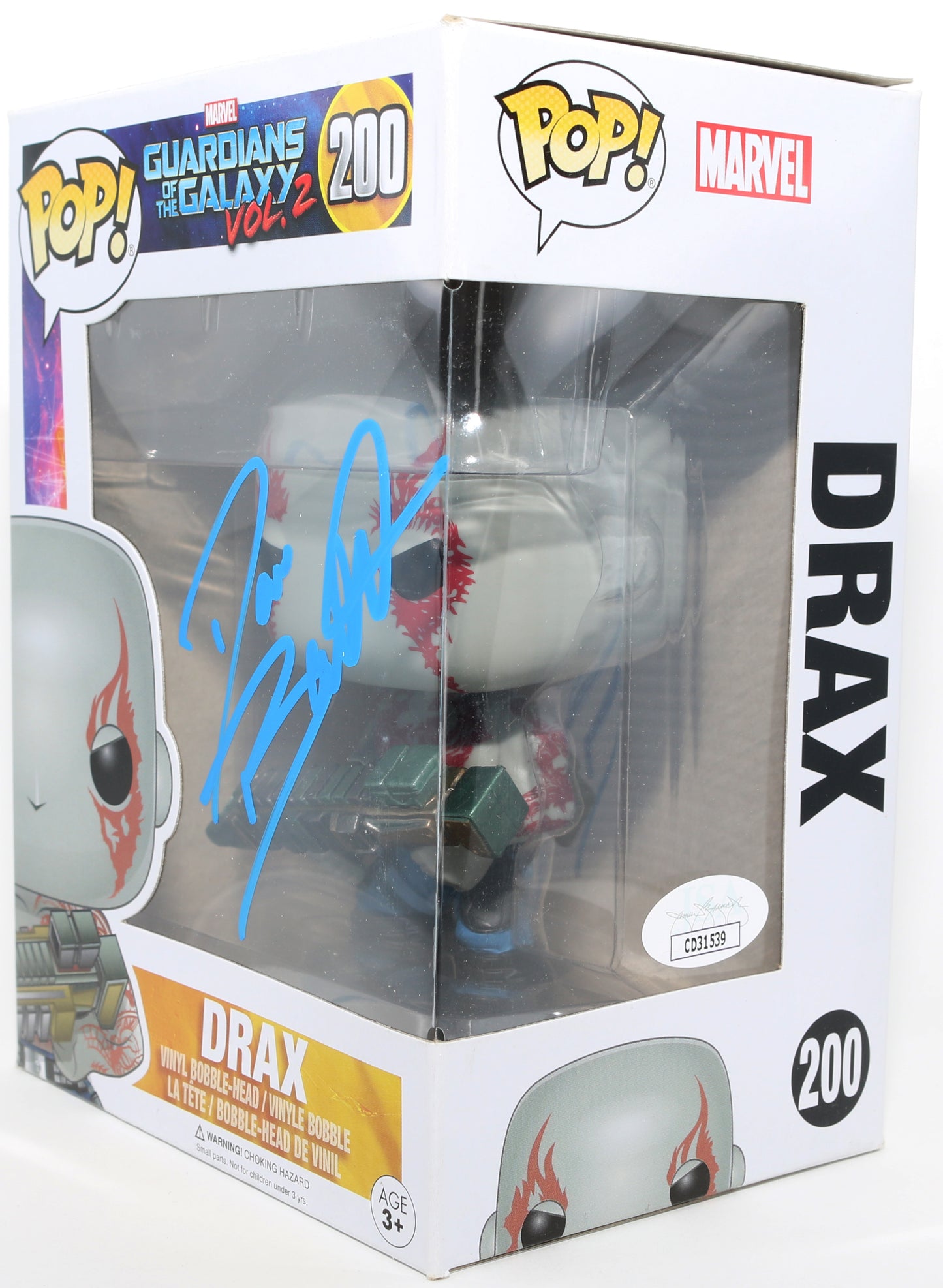 
                  
                    Dave Bautista as Drax in Guardians of the Galaxy Vol. 2 (JSA) Signed Funko POP! #200
                  
                