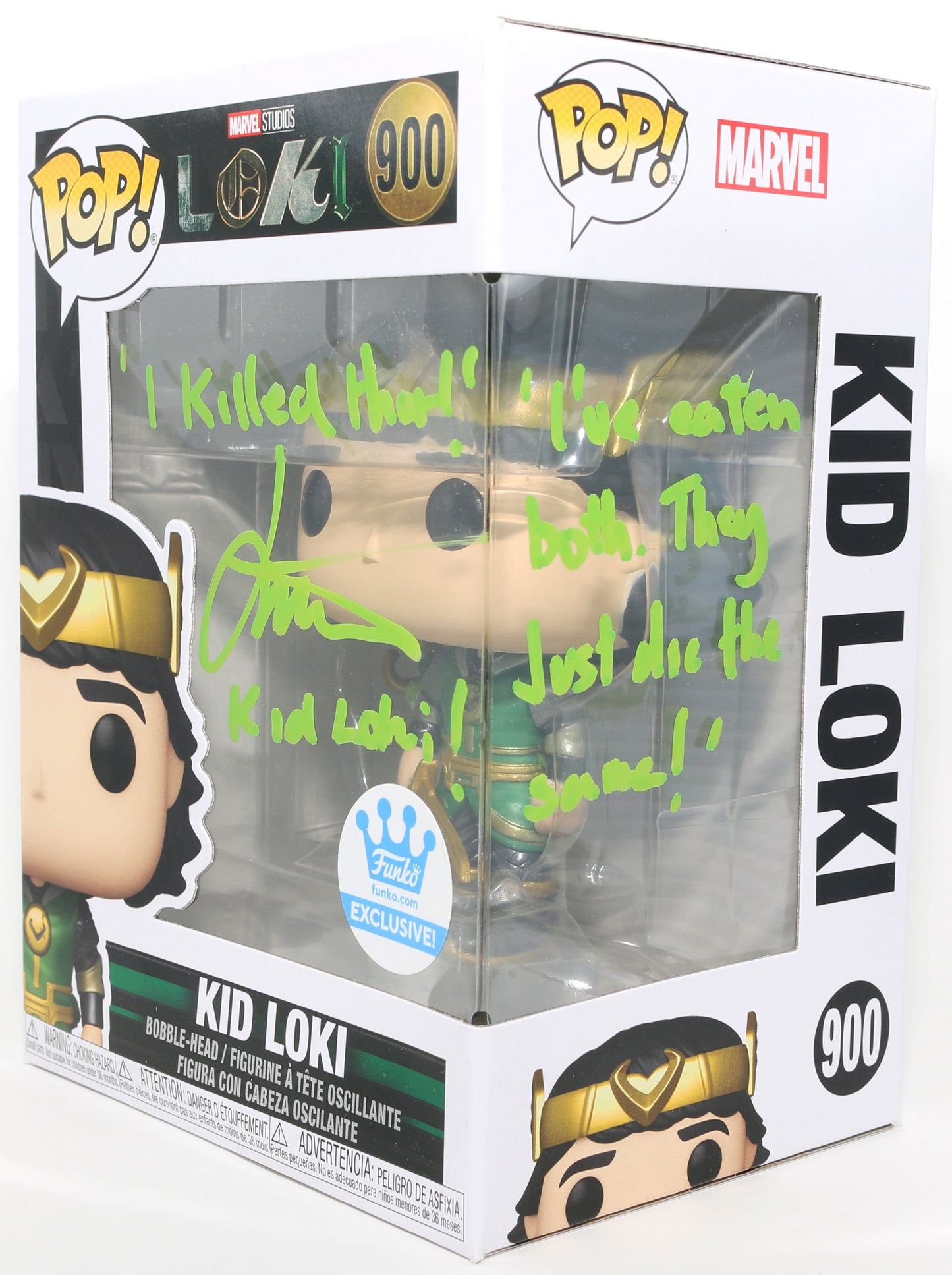 
                  
                    Jack Veal as Kid Loki in Loki Funko Store Exclusive Signed Funko POP! #900 with Character Name & Quote
                  
                