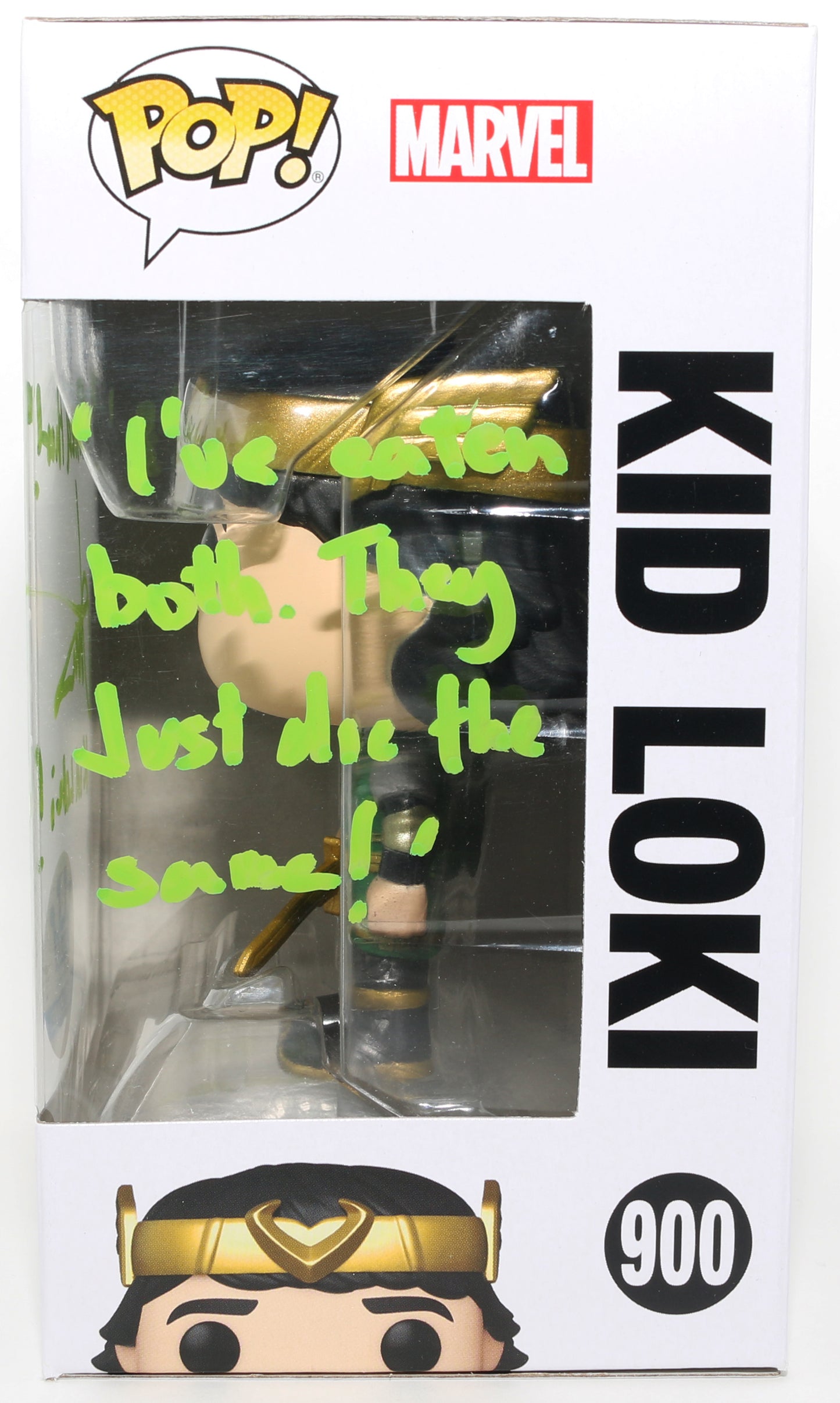 
                  
                    Jack Veal as Kid Loki in Loki Funko Store Exclusive Signed Funko POP! #900 with Character Name & Quote
                  
                