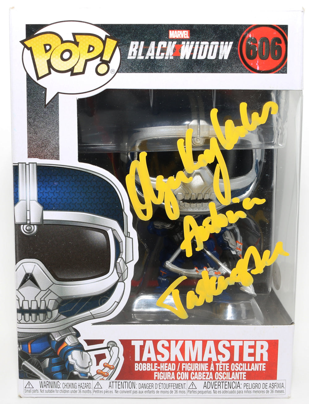 Olga Kurylenko as Taskmaster in Marvel's Black Widow (JSA) Signed Funko POP! #606 with Character Name