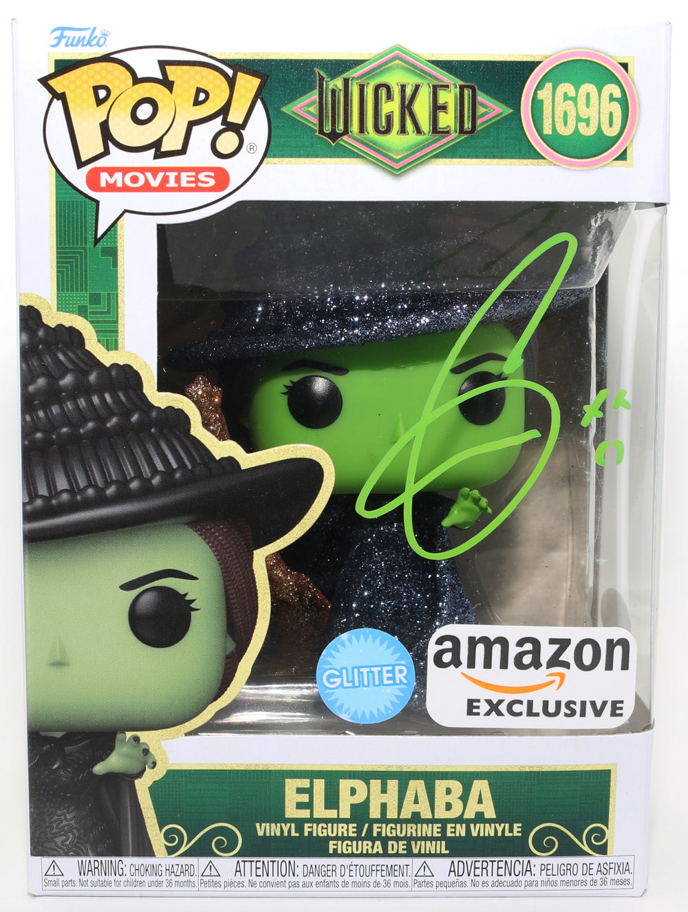 Cynthia Erivo as Elphaba in Wicked Glitter Amazon Exclusive (JSA) Signed Funko POP! #1696