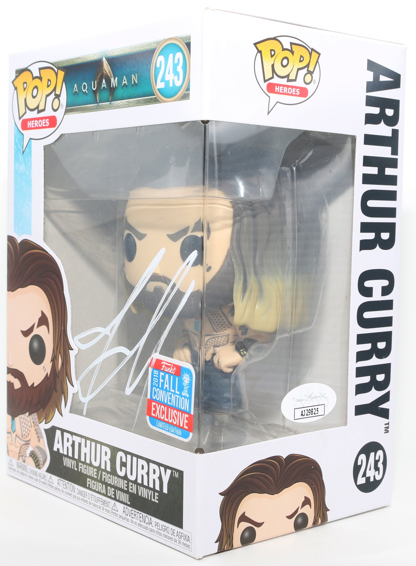 
                  
                    Jason Momoa as Arthur Curry in Aquaman 2018 Fall Con Exclusive (JSA) Signed Funko POP! #243
                  
                