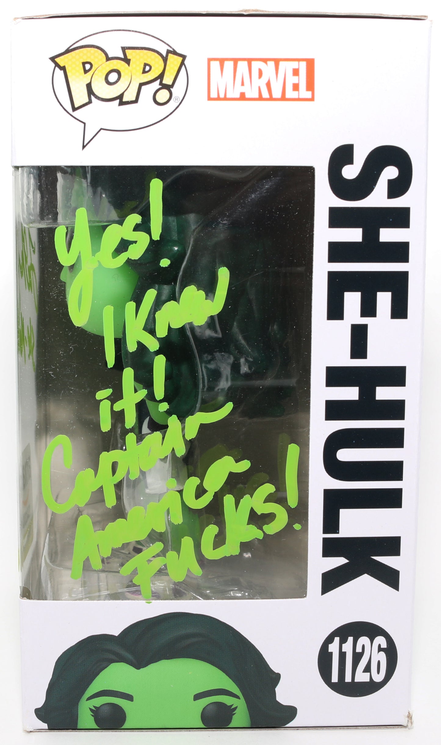 
                  
                    Tatiana Maslany as She-Hulk in She-Hulk GITD Amazon Exclusive Signed Funko POP! #1126 with Character Name & Quote
                  
                