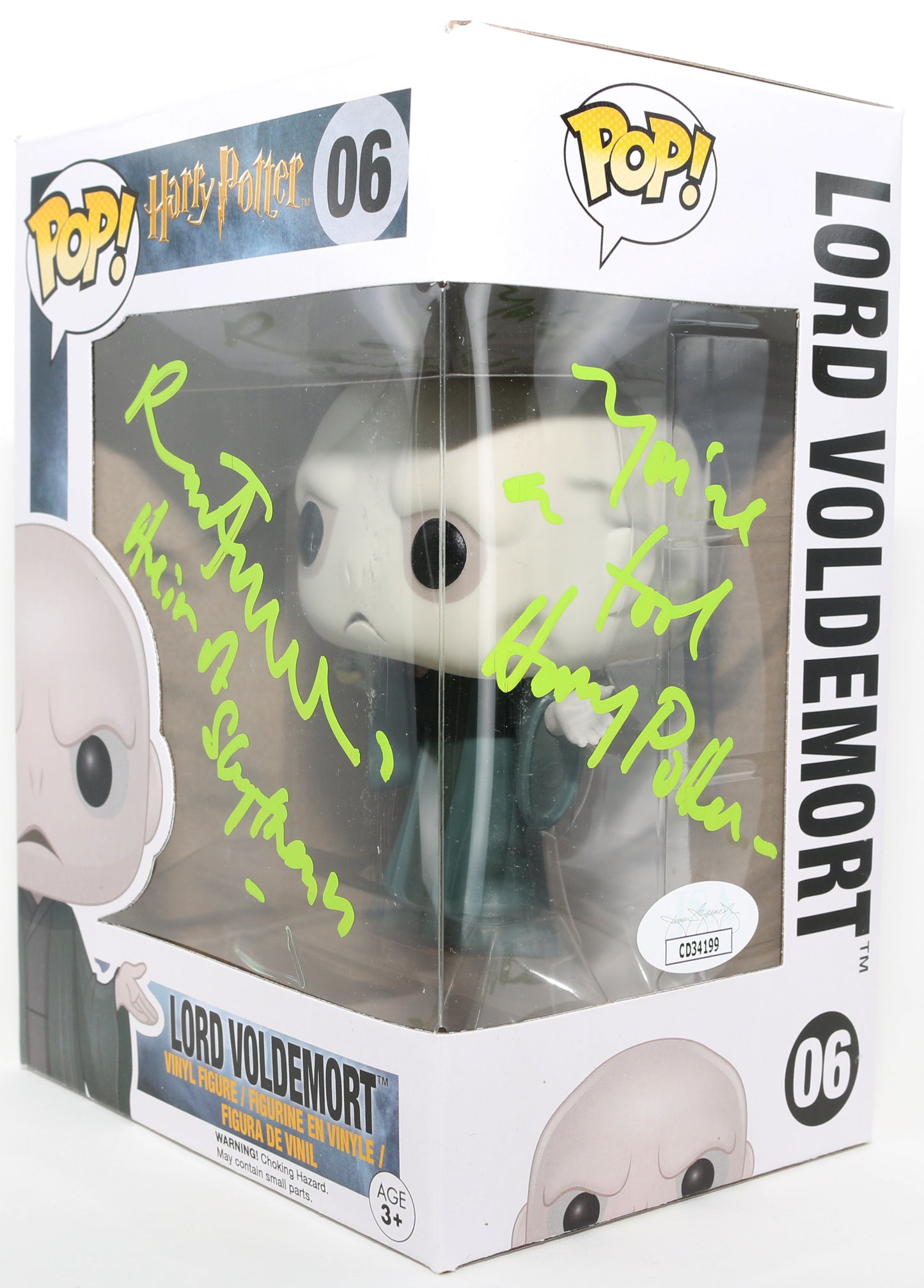 
                  
                    Ralph Fiennes as Lord Voldemort in Harry Potter (JSA) Signed Funko POP! #06 with Character Name & Quote
                  
                