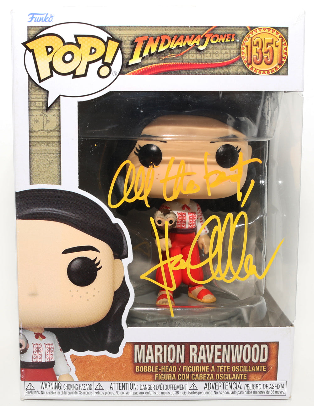 Karen Allen as Marion Ravenwood in Raiders of the Lost Ark Signed Funko POP! #1351