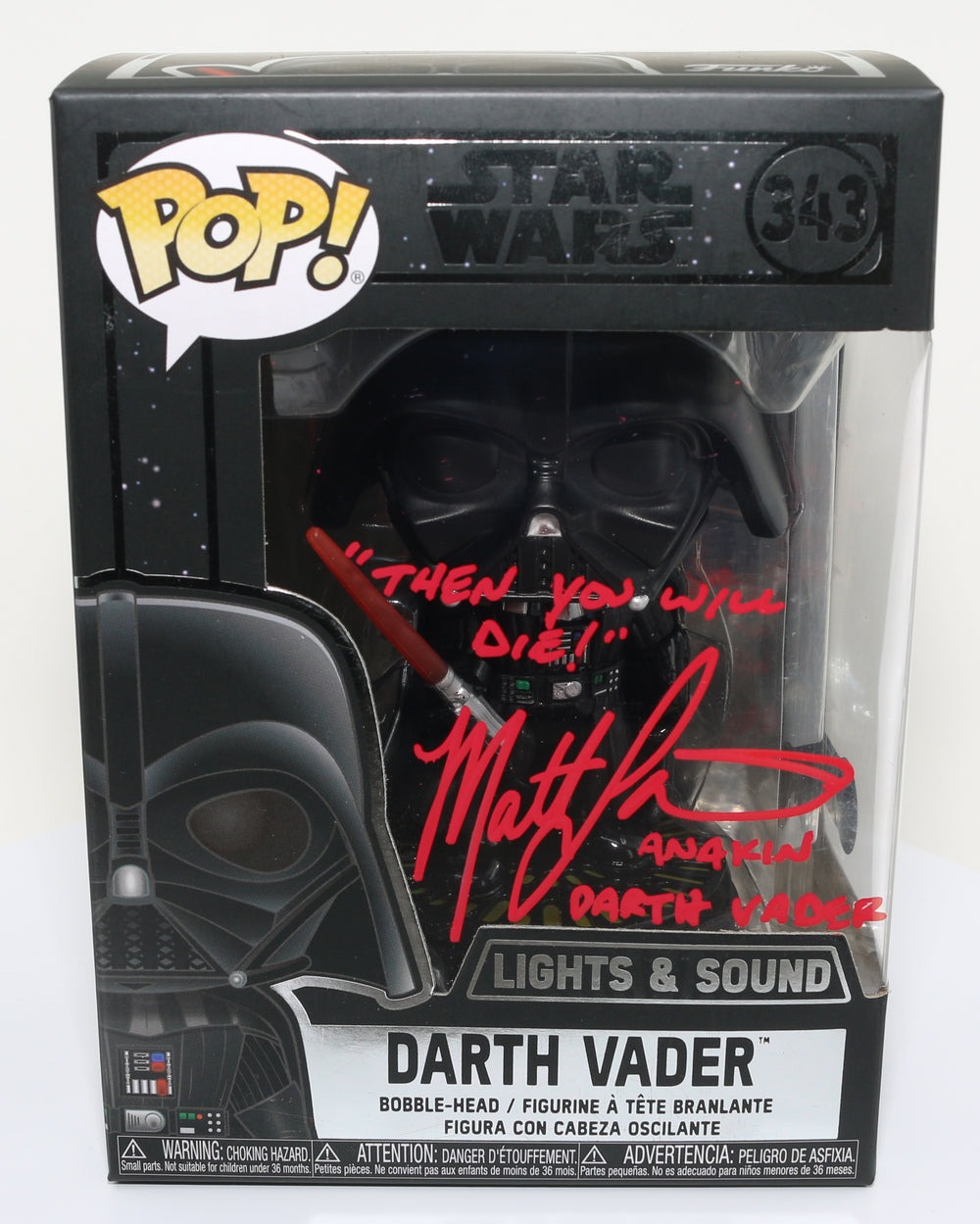 Matt Lanter as Darth Vader in Star Wars (Beckett) Signed POP! Funko #343 with Character Name and Quote