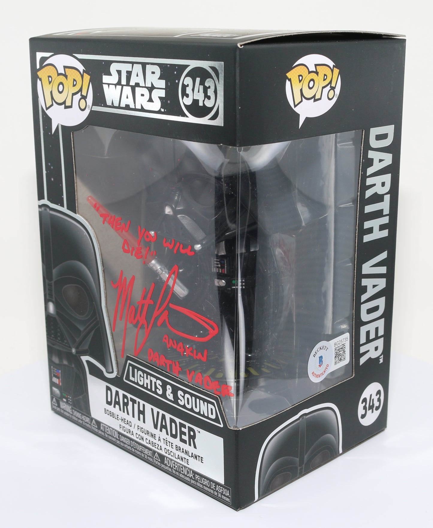 
                  
                    Matt Lanter as Darth Vader in Star Wars (Beckett) Signed POP! Funko #343 with Character Name and Quote
                  
                