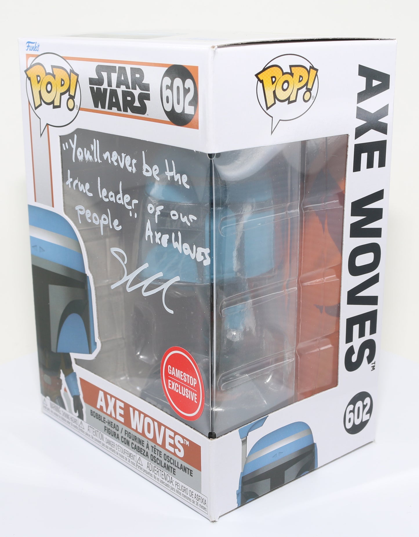 
                  
                    Simon Kassianides as Axe Woves in Star Wars: The Mandalorian Gamestop Exclusive Signed Funko POP! #602 with Quote and Character Name
                  
                