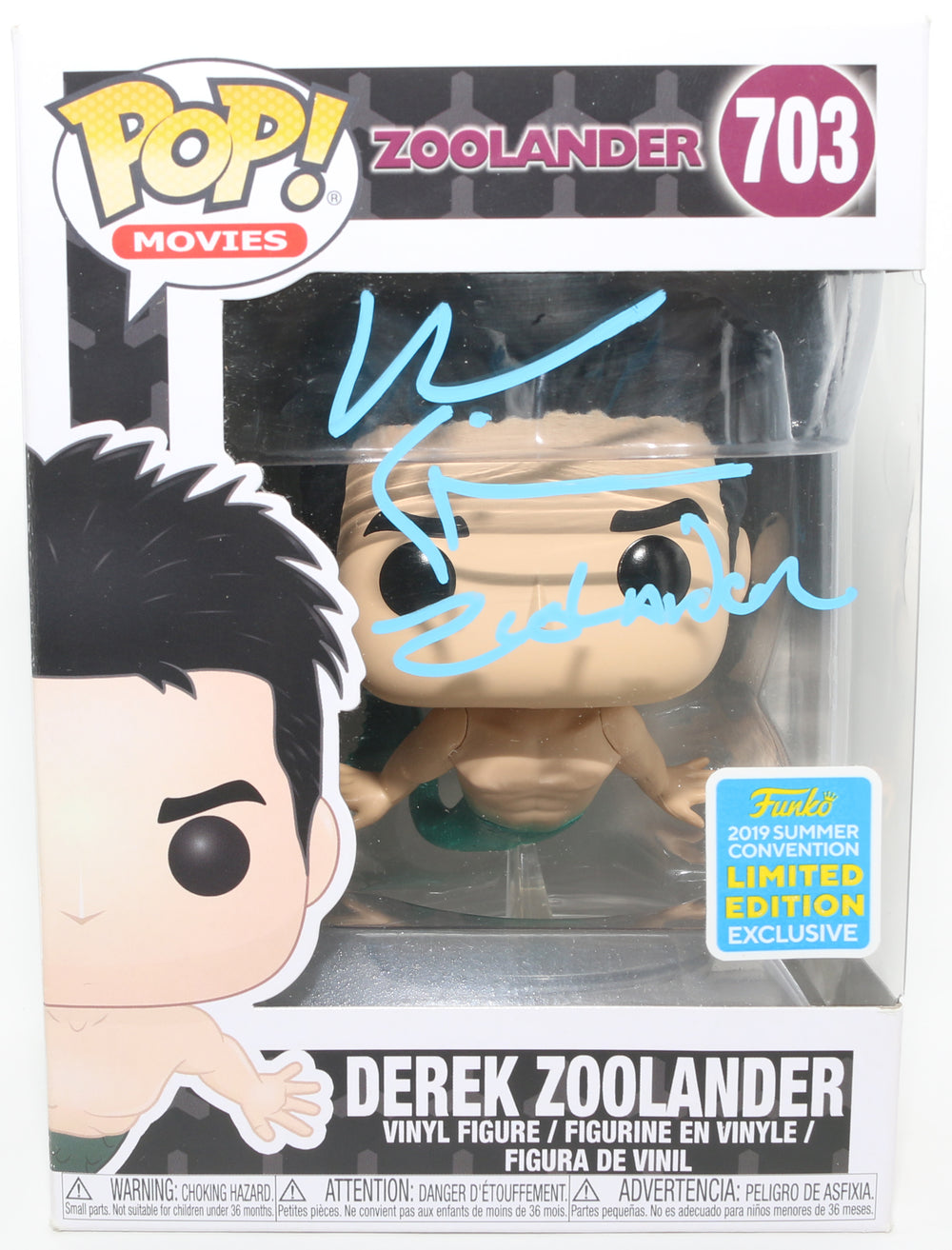 Ben Stiller as Derek Zoolander in Zoolander 2019 Summer Convention Exclusive (Celebrity Marketing) Signed Funko POP! #703 with Character Name