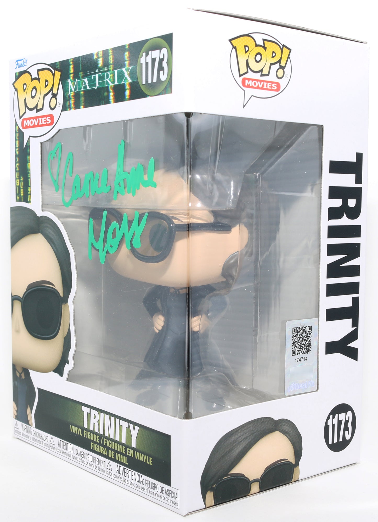 
                  
                    Carrie-Anne Moss as Trinity in The Matrix (Official Pix) Signed Funko POP! #1173
                  
                