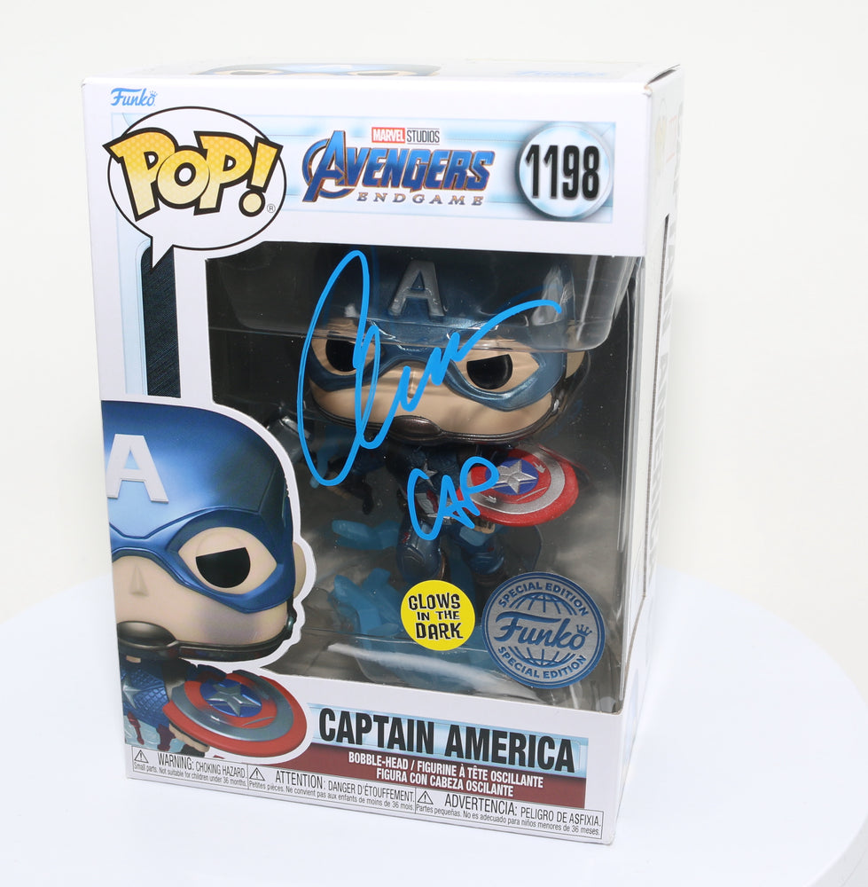 
                  
                    Chris Evans as Captain America in Avengers: Endgame Glow in the Dark Special Edition (SWAU) Signed Funko POP! #1198
                  
                