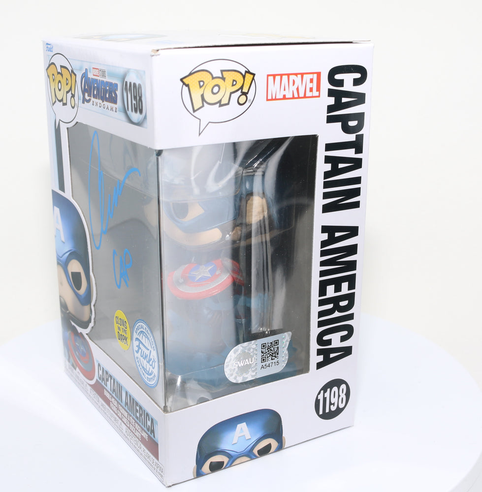 
                  
                    Chris Evans as Captain America in Avengers: Endgame Glow in the Dark Special Edition (SWAU) Signed Funko POP! #1198
                  
                