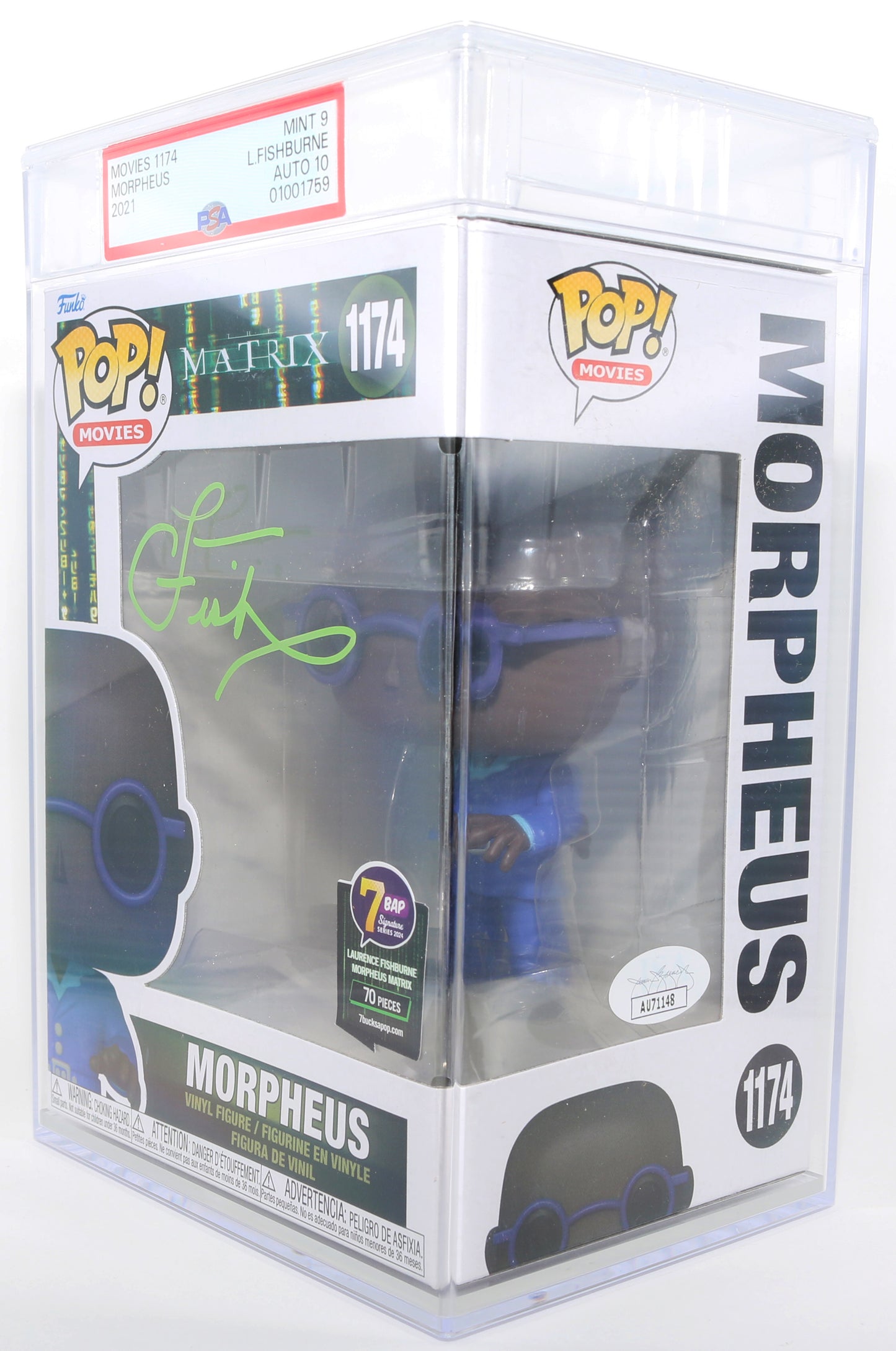 
                  
                    Laurence Fishburne as Morpheus in The Matrix 7BAP Exclusive (JSA / PSA Encapsulated Grade 9) Signed Funko POP! #1174
                  
                