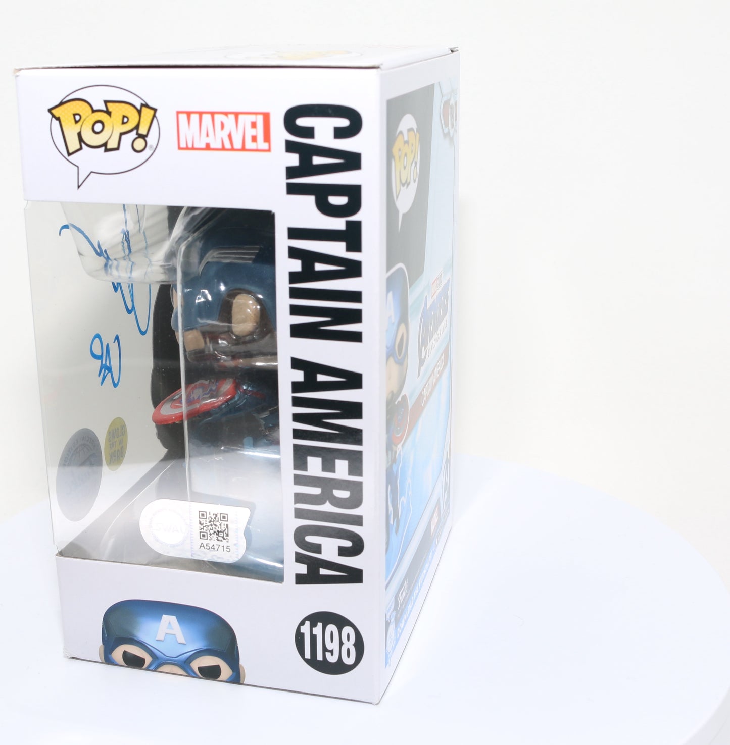 
                  
                    Chris Evans as Captain America in Avengers: Endgame Glow in the Dark Special Edition (SWAU) Signed Funko POP! #1198
                  
                