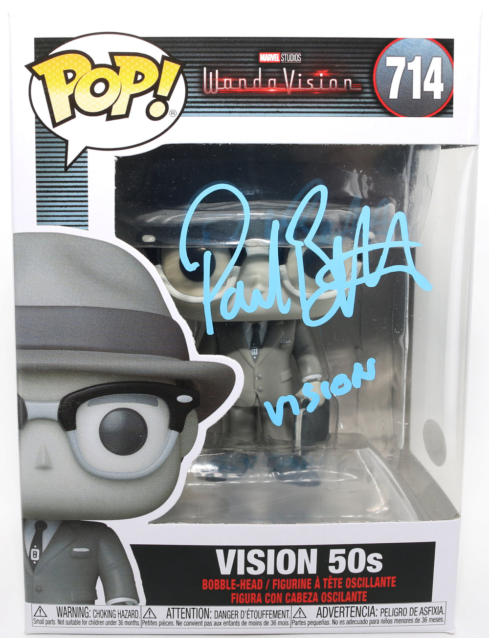 Paul Bettany as Vision [50's] in WandaVision (JSA) Signed Funko POP! #714 with Character Name