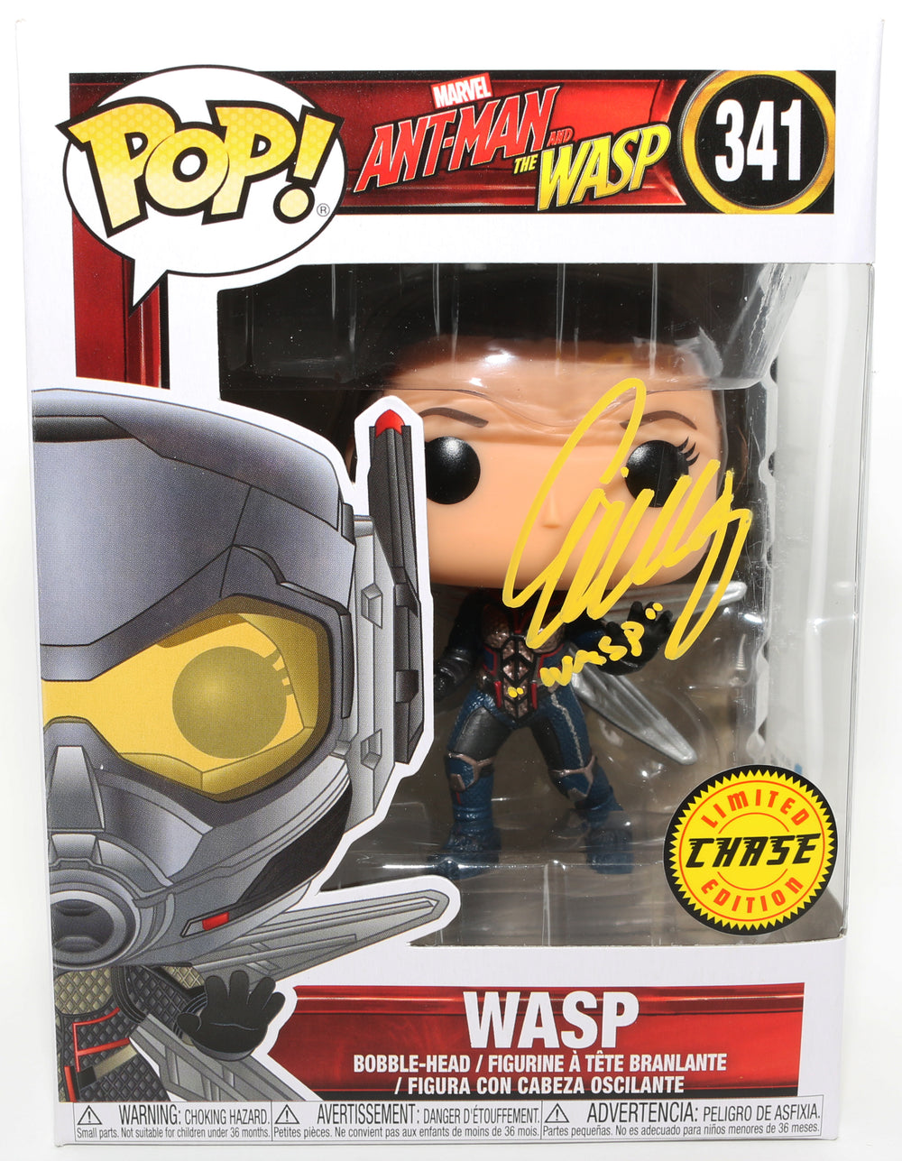 Evangeline Lilly as Wasp in Ant-Man & The Wasp Chase Edition (Beckett) Signed Funko POP! #341 with Character Name