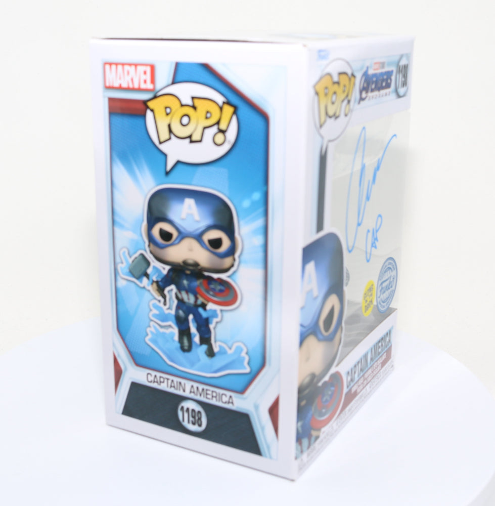
                  
                    Chris Evans as Captain America in Avengers: Endgame Glow in the Dark Special Edition (SWAU) Signed Funko POP! #1198
                  
                