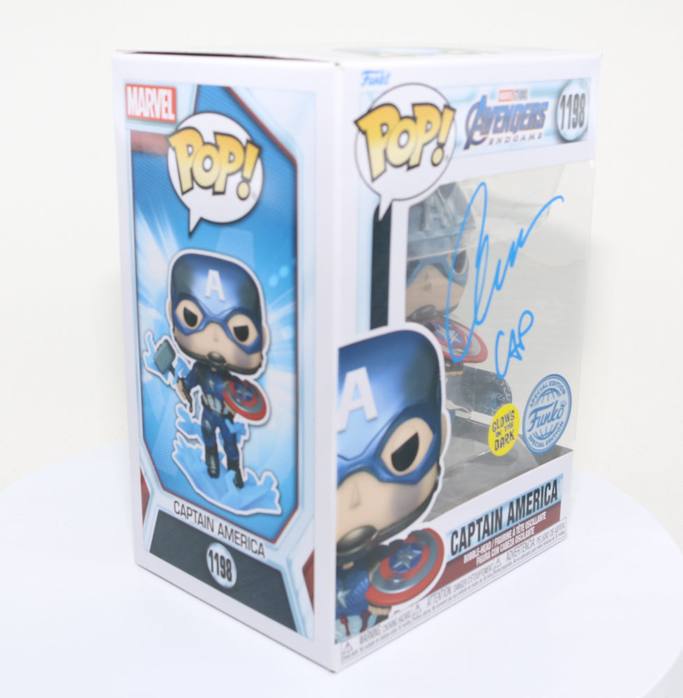 
                  
                    Chris Evans as Captain America in Avengers: Endgame Glow in the Dark Special Edition (SWAU) Signed Funko POP! #1198
                  
                