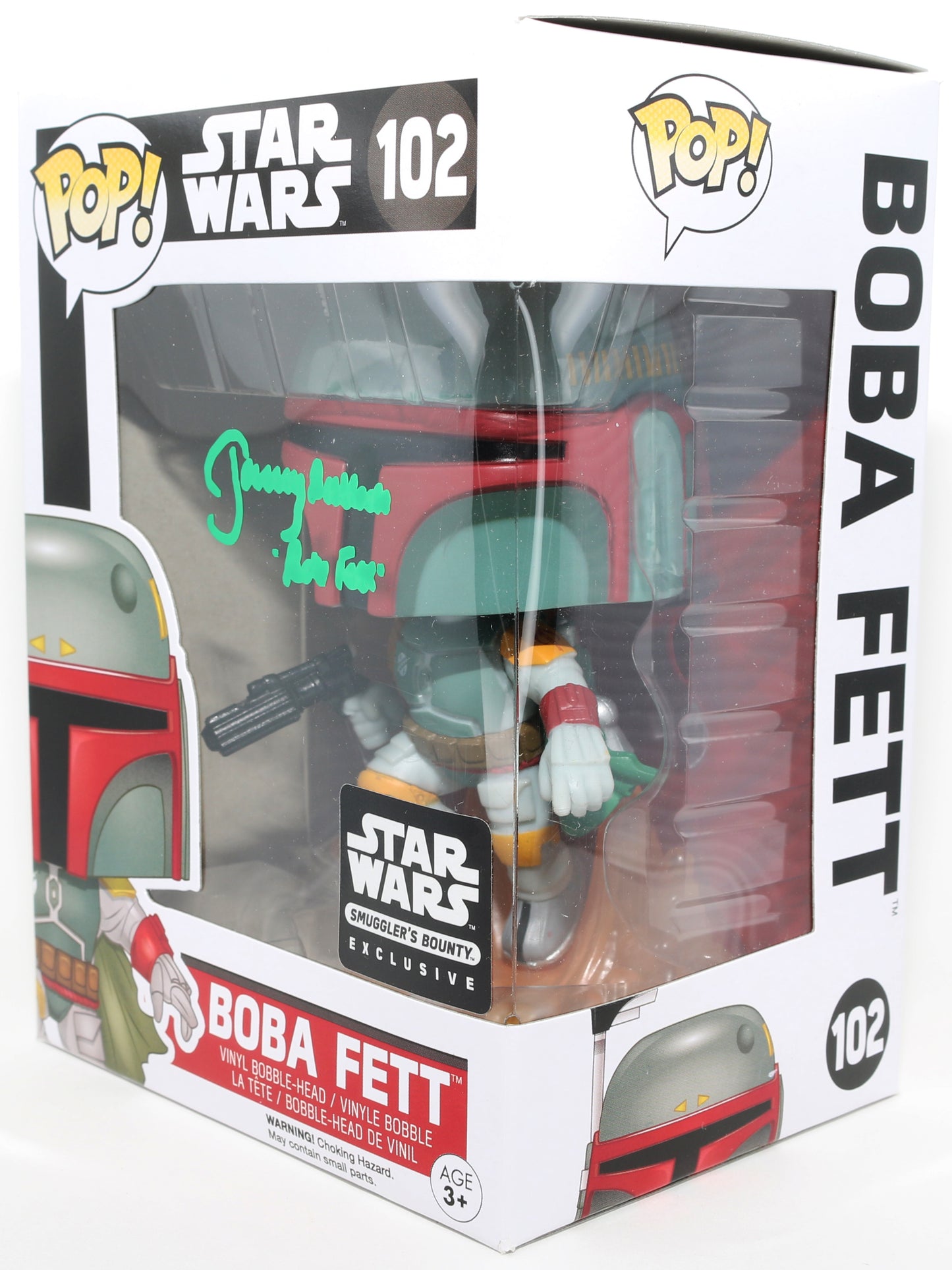 
                  
                    Jeremy Bulloch as Boba Fett in Star Wars: The Empire Strikes Back Smuggler's Bounty Exclusive Signed Funko POP! #102 with Character Name
                  
                