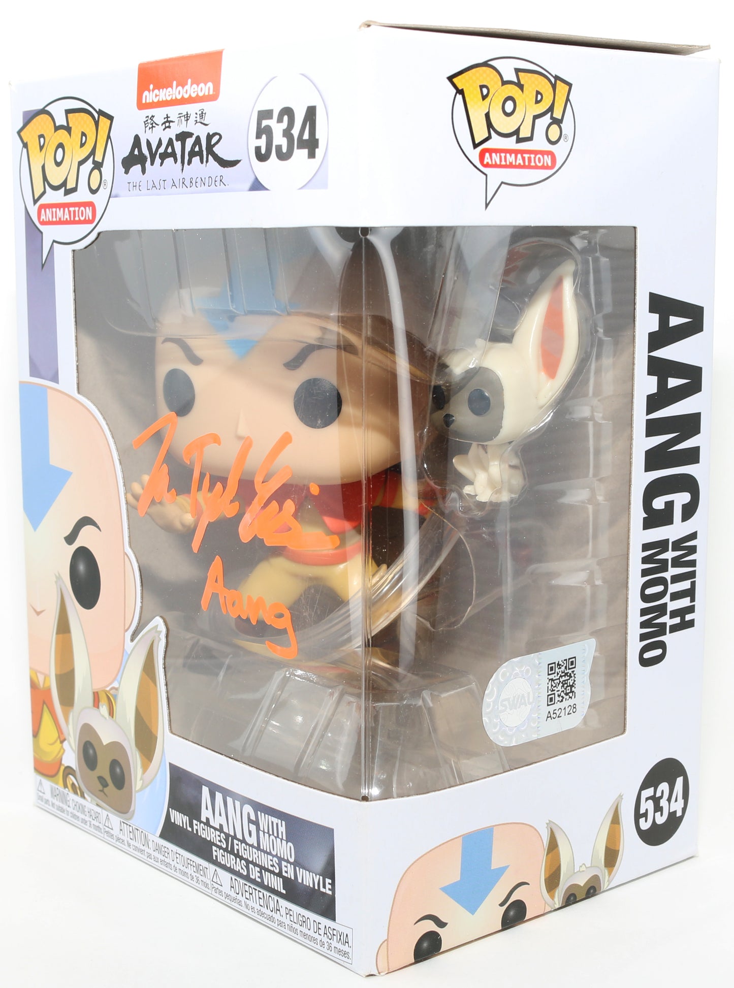 
                  
                    Zach Tyler Eisen as Aang in Avatar: The Last Airbender (SWAU) Signed Funko POP! #534 with Character Name
                  
                