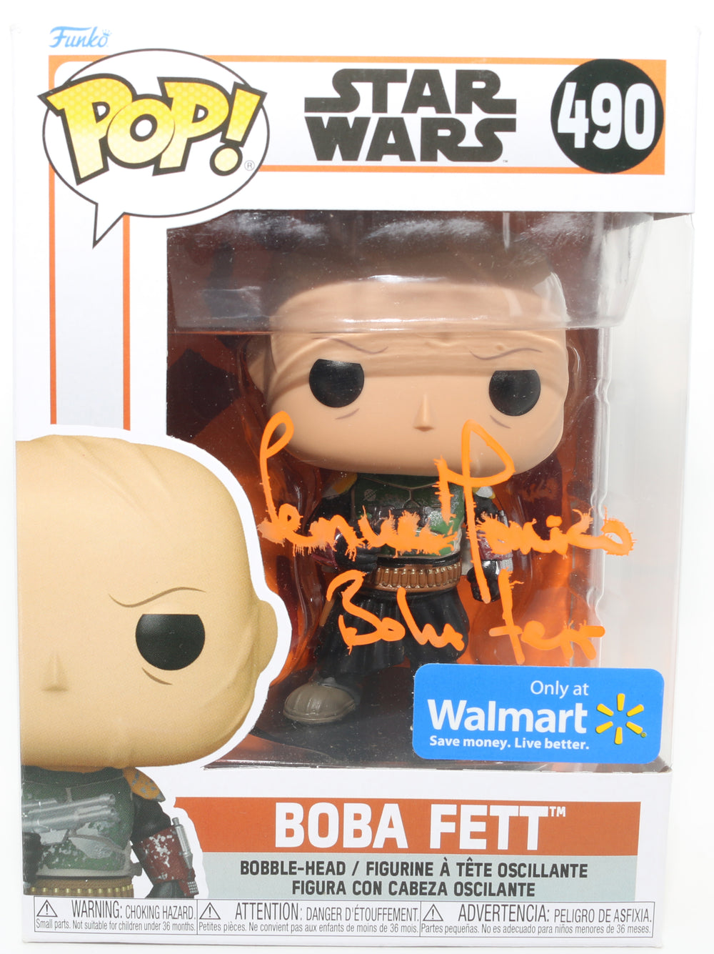 Temuera Morrison as Boba Fett in Star Wars: The Book of Boba Fett Walmart Exclusive Signed Funko POP! #490 with Character Name