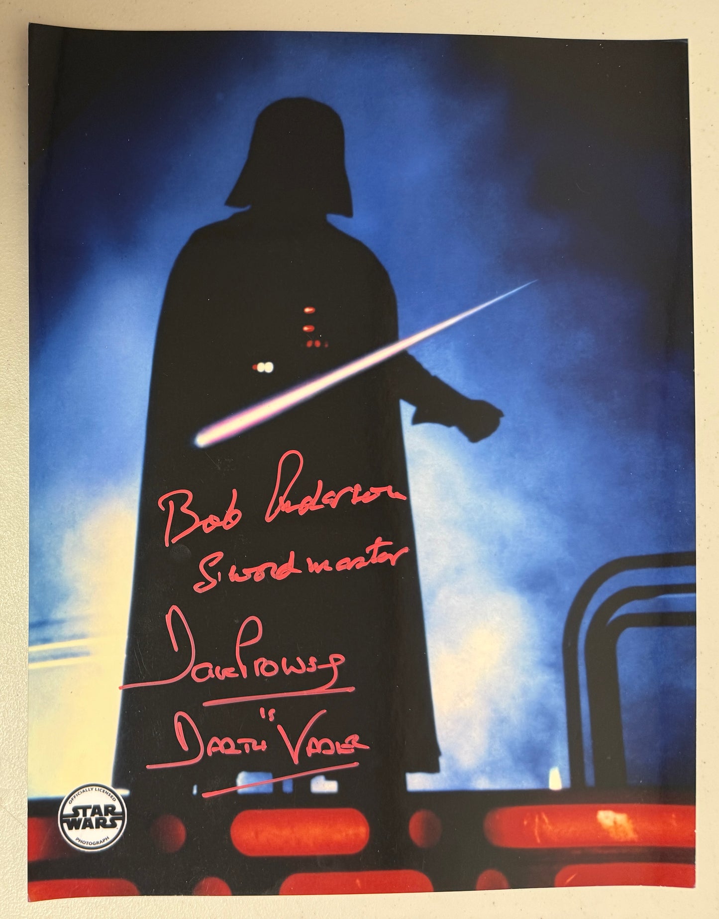 
                  
                    Dave Prowse as Darth Vader & Bob Anderson as Swordmaster in Star Wars: The Empire Strikes Back Signed 11x14 Photo with Character Names
                  
                