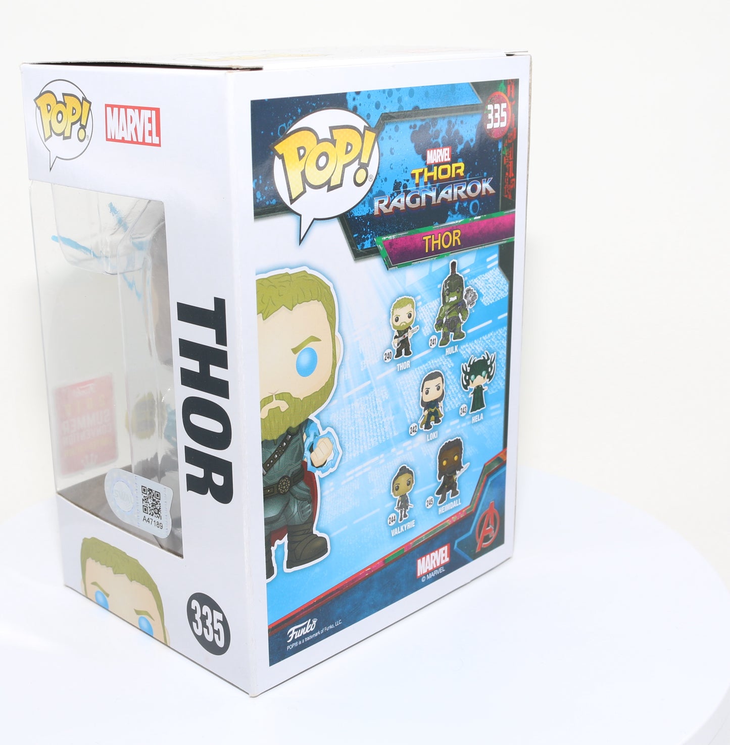 
                  
                    Chris Hemsworth as Thor in Thor: Ragnarok 2018 Summer Convention Glow in the Dark Exclusive (SWAU) Signed Funko POP! #335
                  
                