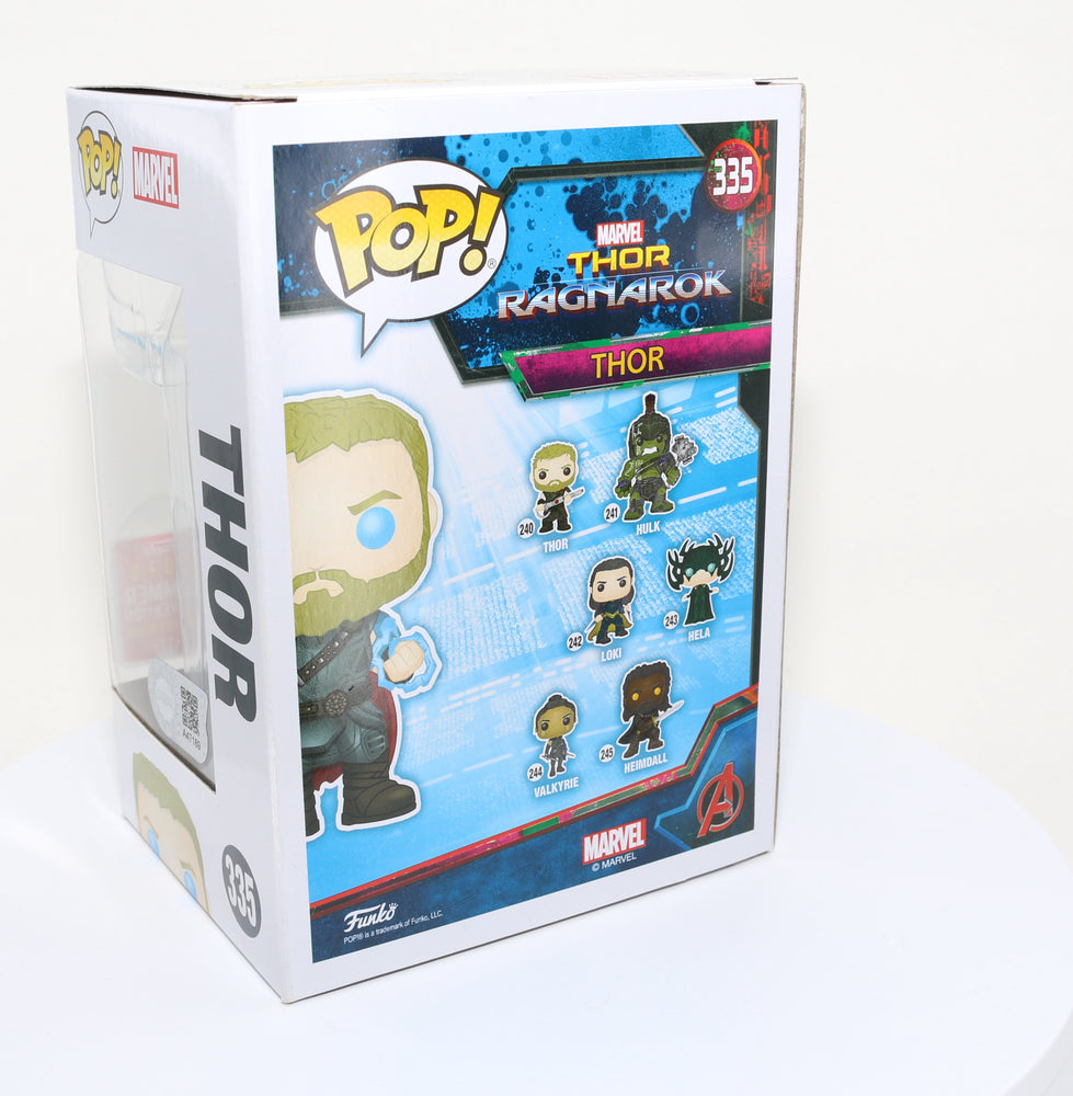 
                  
                    Chris Hemsworth as Thor in Thor: Ragnarok 2018 Summer Convention Glow in the Dark Exclusive (SWAU) Signed Funko POP! #335
                  
                