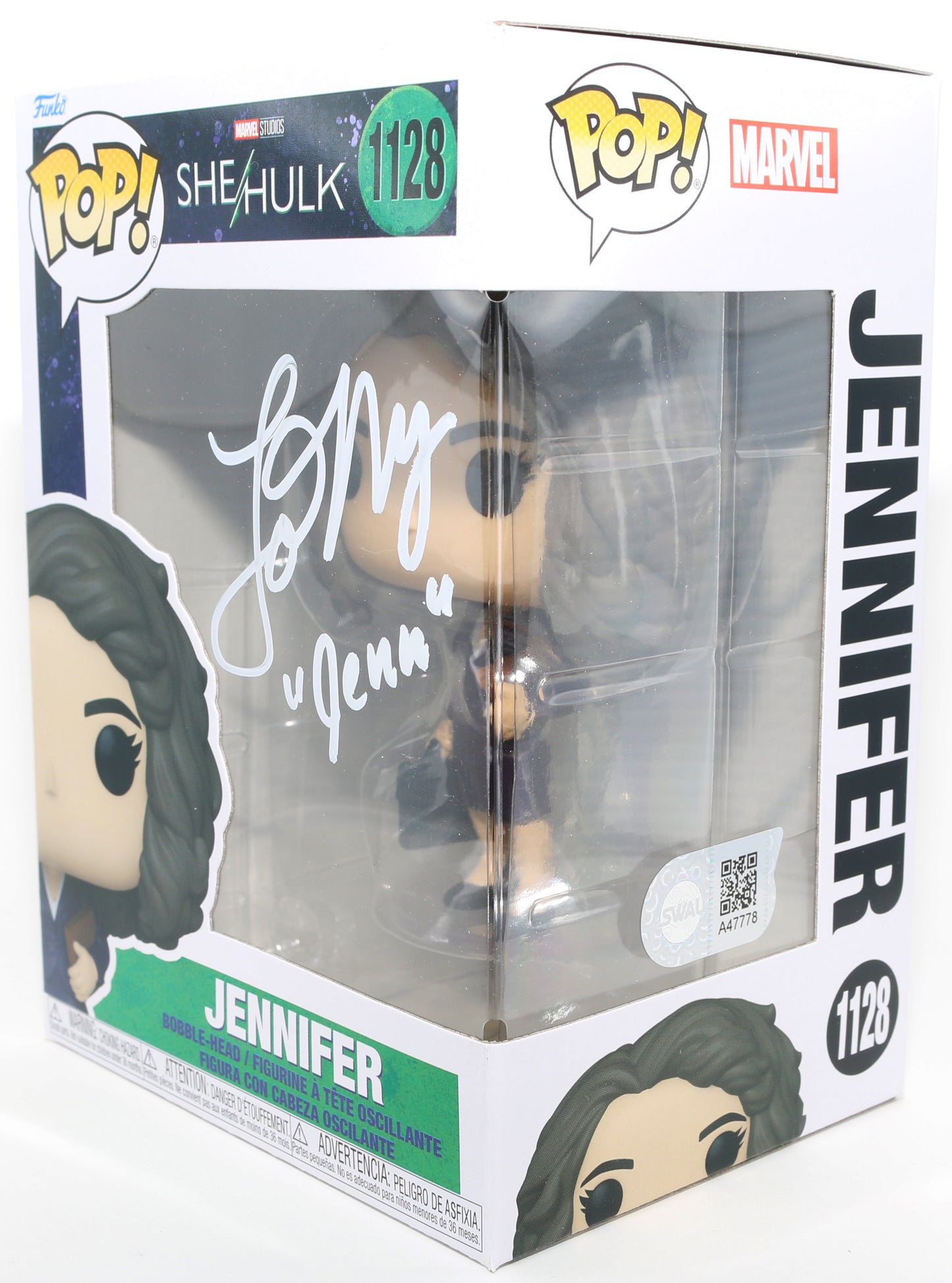 
                  
                    Tatiana Maslany as Jennifer Walters in She-Hulk (SWAU) Signed Funko POP! #1128 with Character Name
                  
                