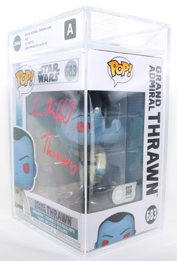 
                  
                    Lars Mikkelsen as Grand Admiral Thrawn in Star Wars: Ahsoka (SWAU Encapsulated Grade A / Auto 10) Signed Funko POP! #683 with Character Name
                  
                