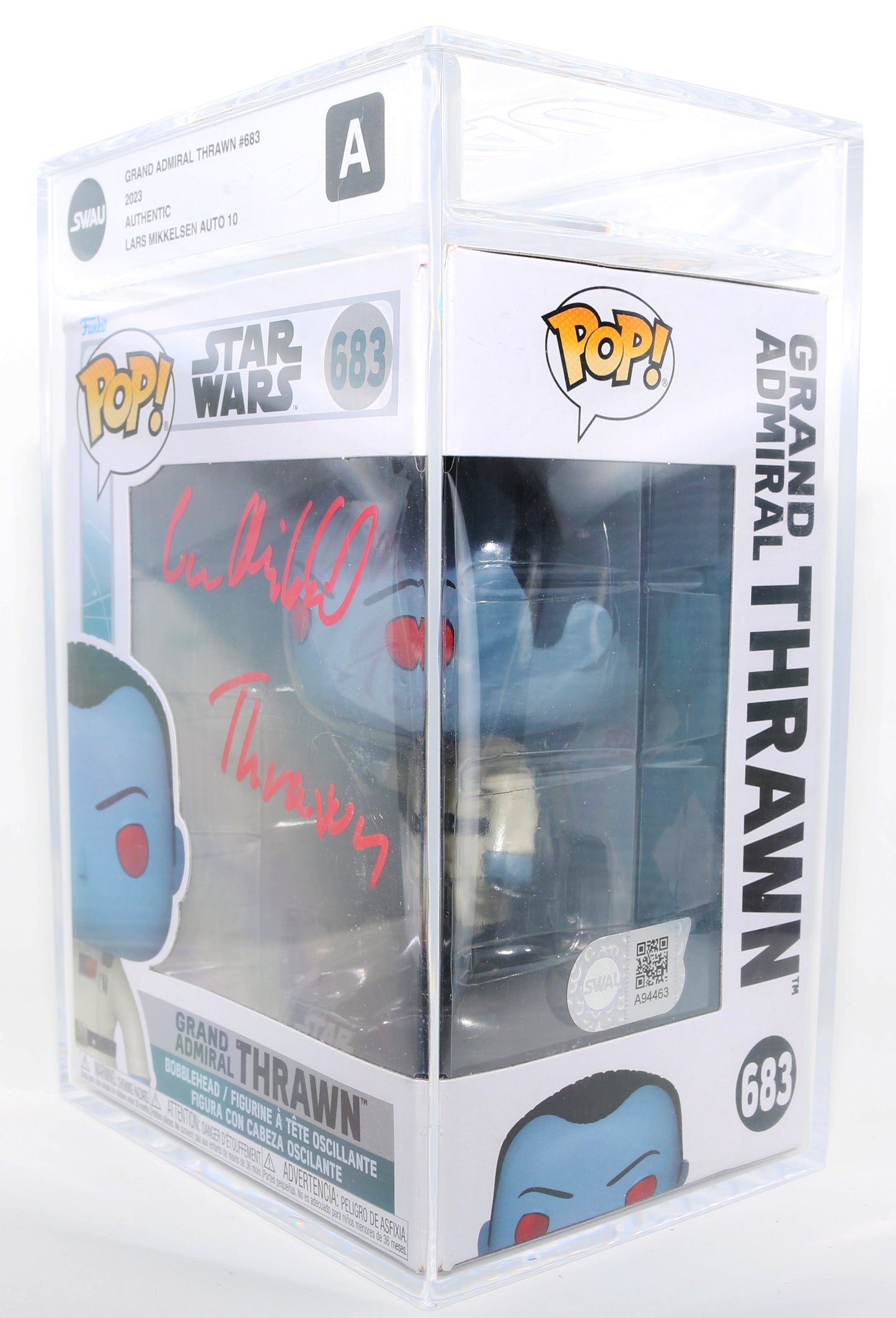 
                  
                    Lars Mikkelsen as Grand Admiral Thrawn in Star Wars: Ahsoka (SWAU Encapsulated Grade A / Auto 10) Signed Funko POP! #683 with Character Name
                  
                