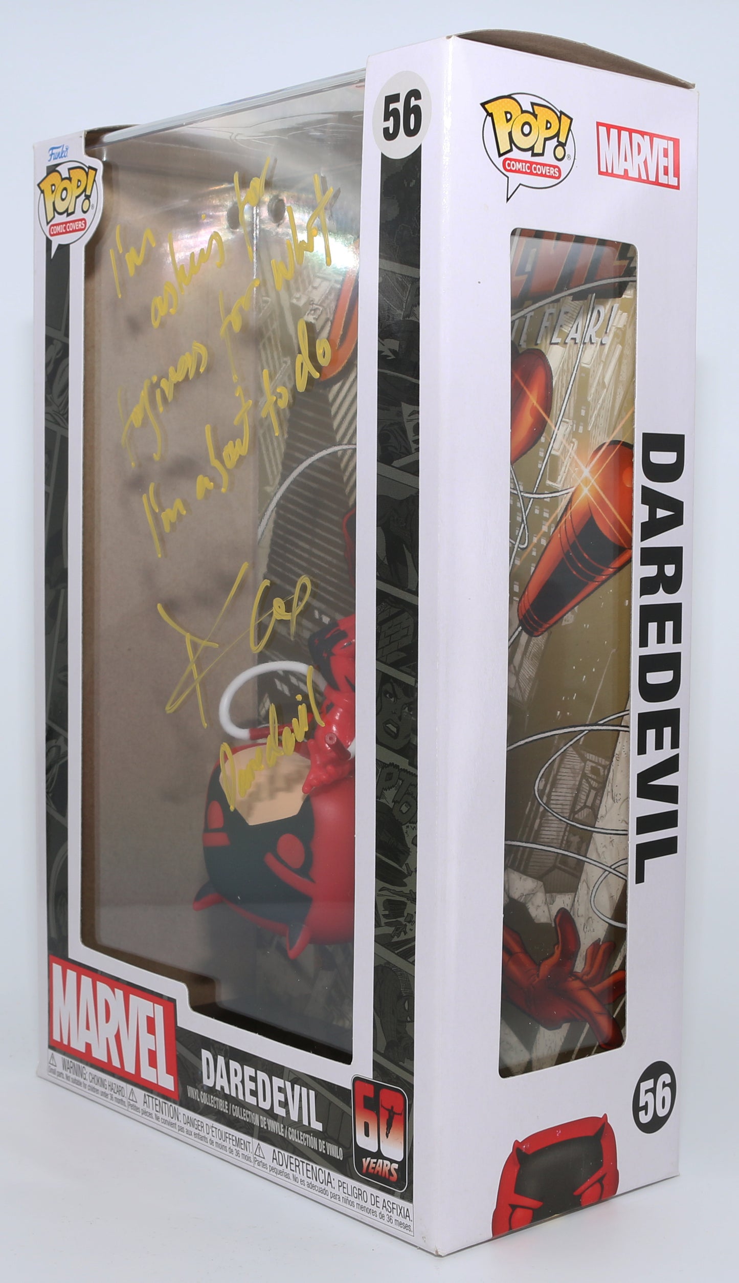 
                  
                    Charlie Cox as Daredevil in Daredevil Comic Cover Signed Funko POP! #56 with Character Name & Quote
                  
                