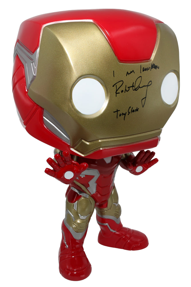 
                  
                    Robert Downey Jr. as Iron Man in Avengers: Endgame (SWAU) Signed 18" Mega Sized Funko POP! #02 with Character Name & Quote
                  
                