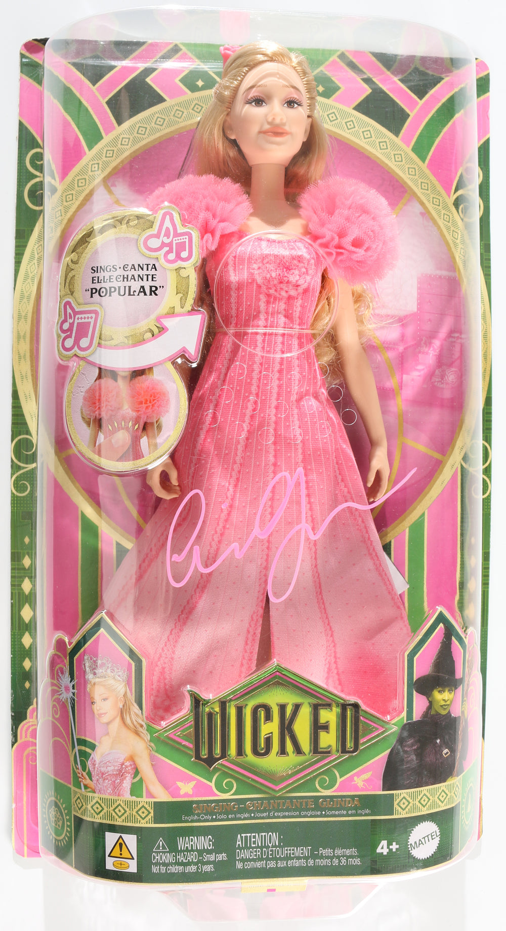 Ariana Grande as Glinda in Wicked Signed Mattel Singing Action Figure Doll