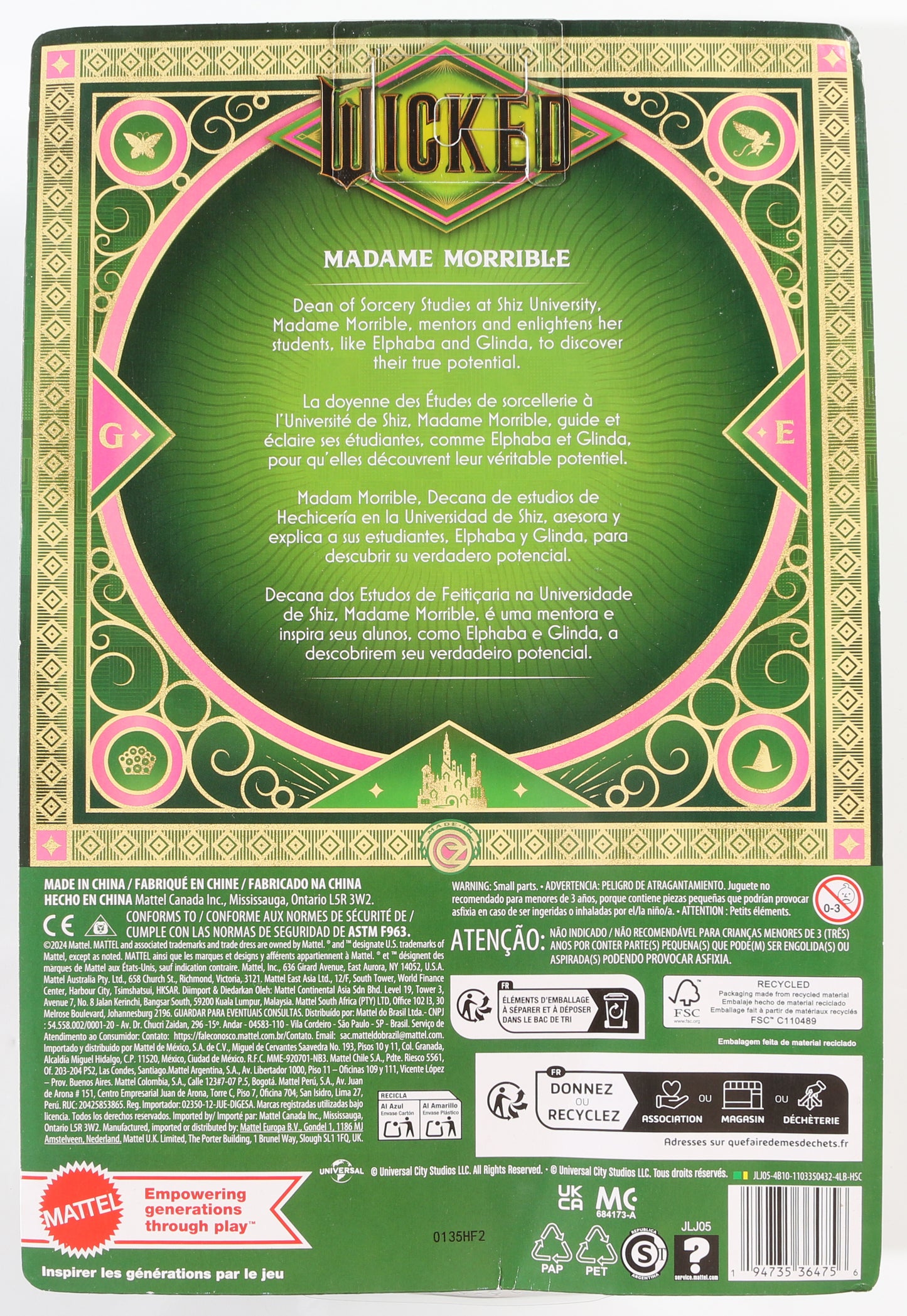 
                  
                    Michelle Yeoh as Madame Morrible in Wicked Signed Mattel Action Figure Doll
                  
                