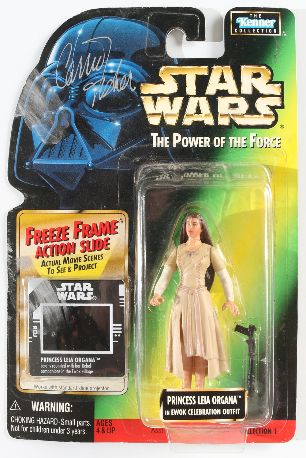 Carrie Fisher as Princess Leia in Star Wars: Return of the Jedi POTF Power of the Force Kenner Hasbro 1997 Signed Action Figure