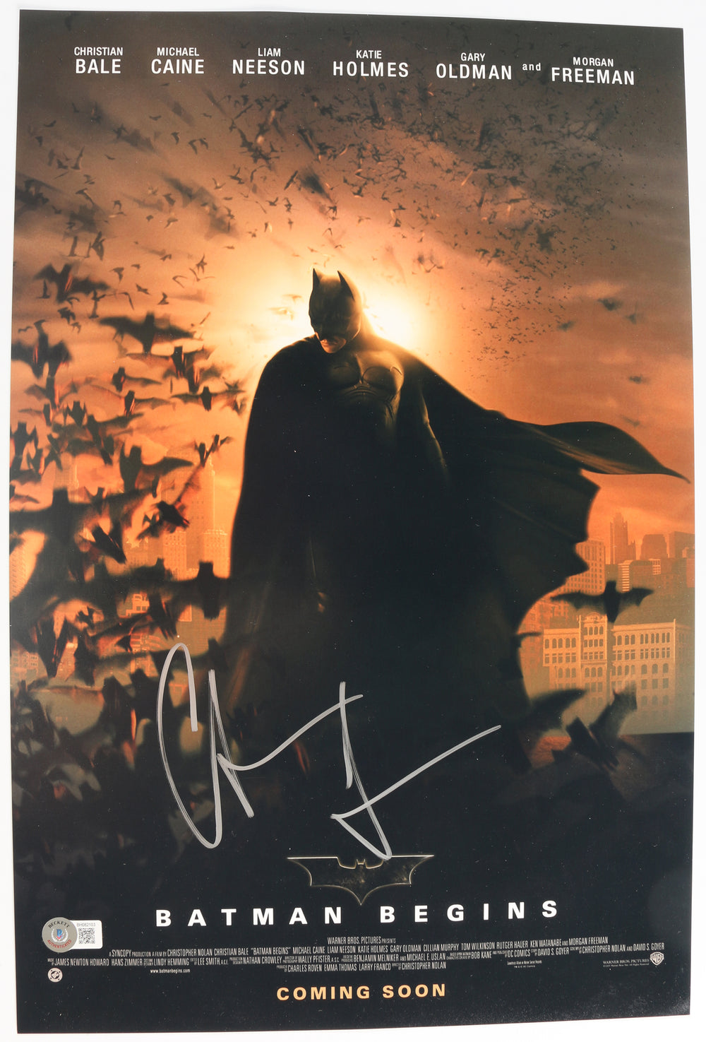 Christian Bale as Batman in Batman Begins (Beckett) Signed 12x18 Mini Poster
