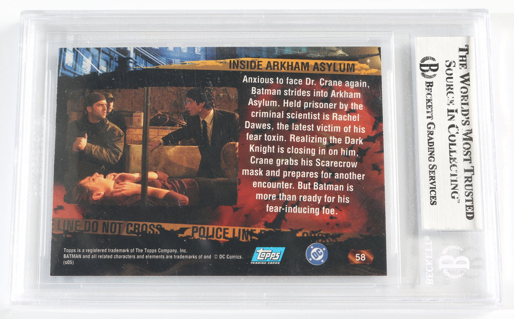 
                  
                    Christian Bale as Batman in Batman Begins (Beckett Slabbed) Signed Topps #58 Inside Arkham Asylum Trading Card
                  
                