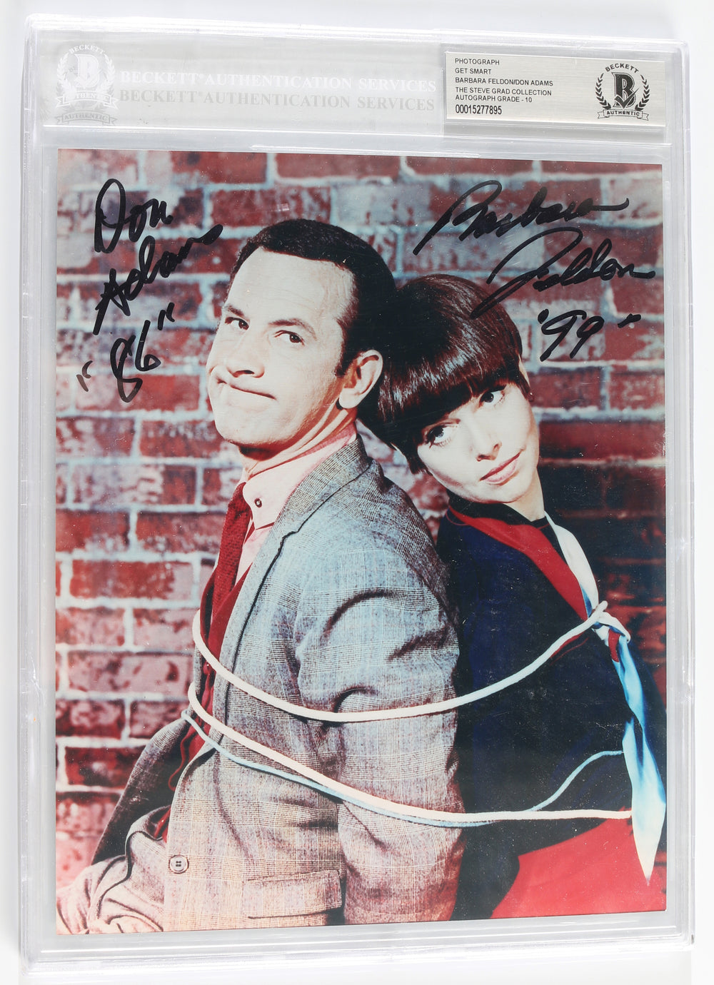 Don Adams as Maxwell Smart & Barbara Feldon as Agent 99 in Get Smart (Beckett Encapsulated) Signed 8x10 Photo