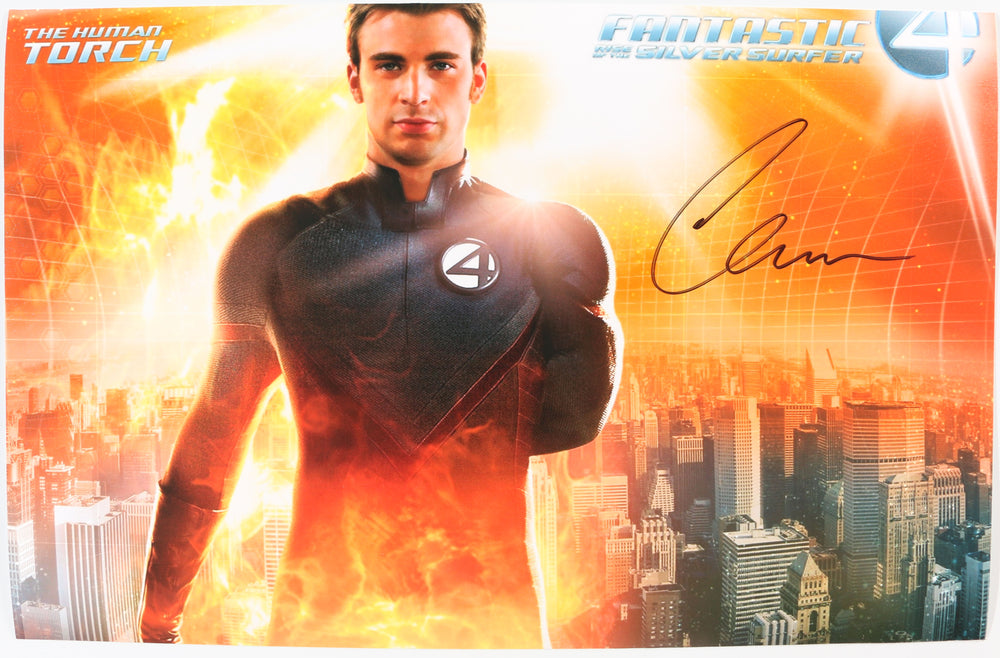 Chris Evans as Johnny Storm / Human Torch in Fantastic Four Signed 11x17 Mini Poster