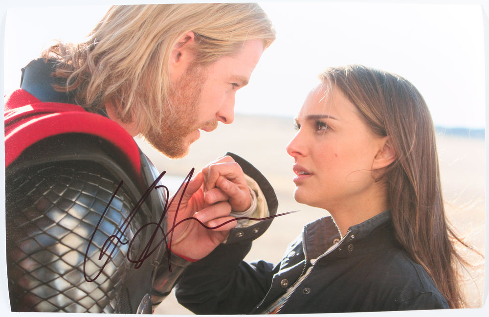 Chris Hemsworth as Thor with Jane Foster in Thor Signed 11x17 Photo
