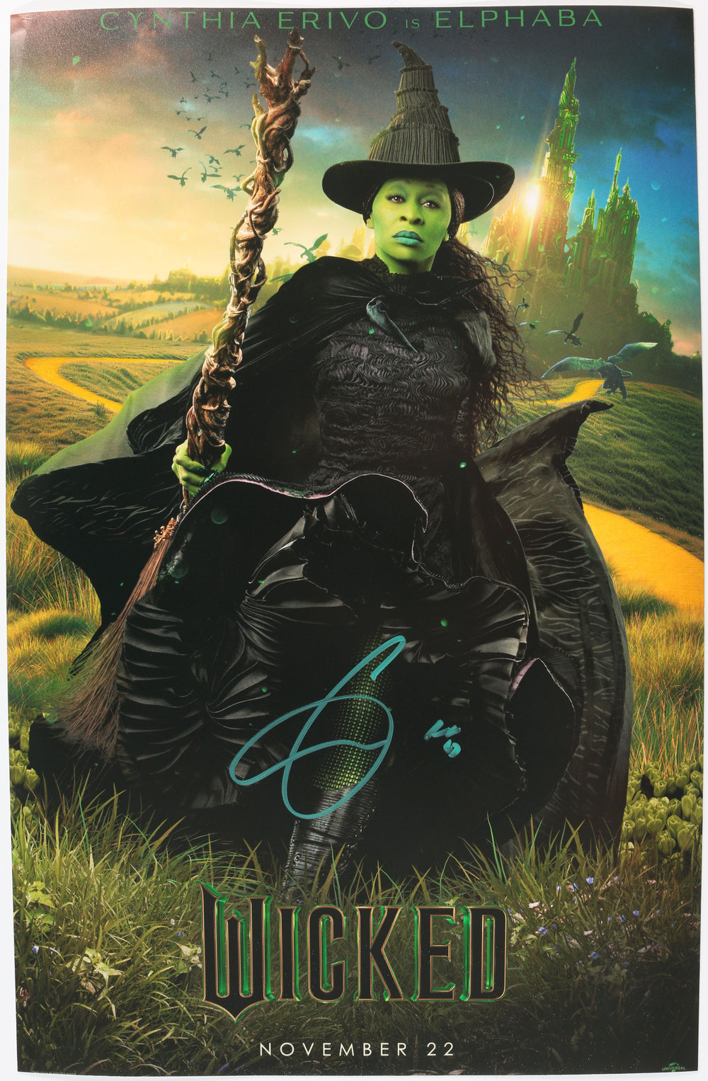 Cynthia Erivo as Elphaba in Wicked Signed 11x17 Mini Poster