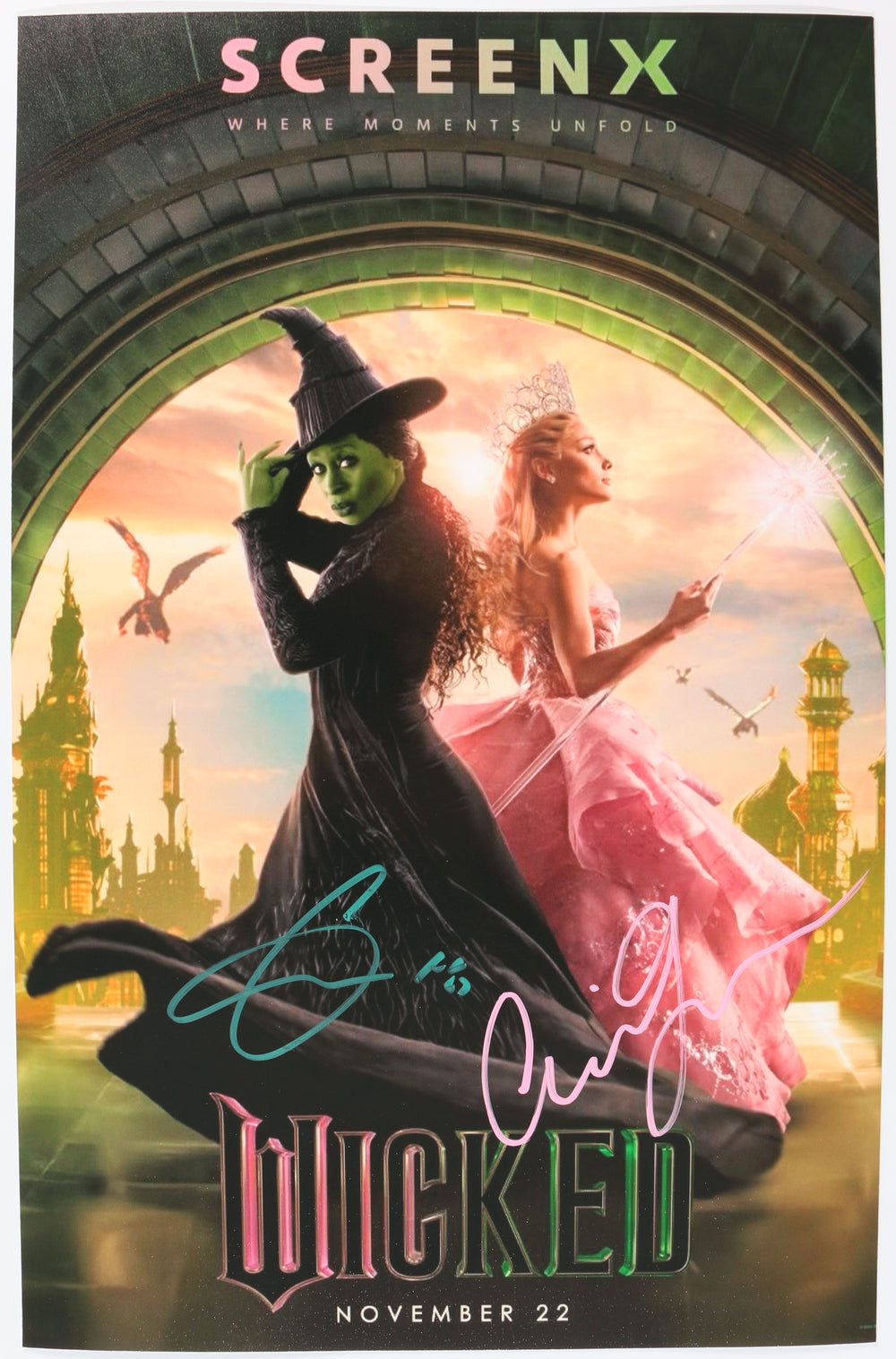 Cynthia Erivo as Elphaba & Ariana Grande as Glinda in Wicked Signed 11x17 Mini Poster