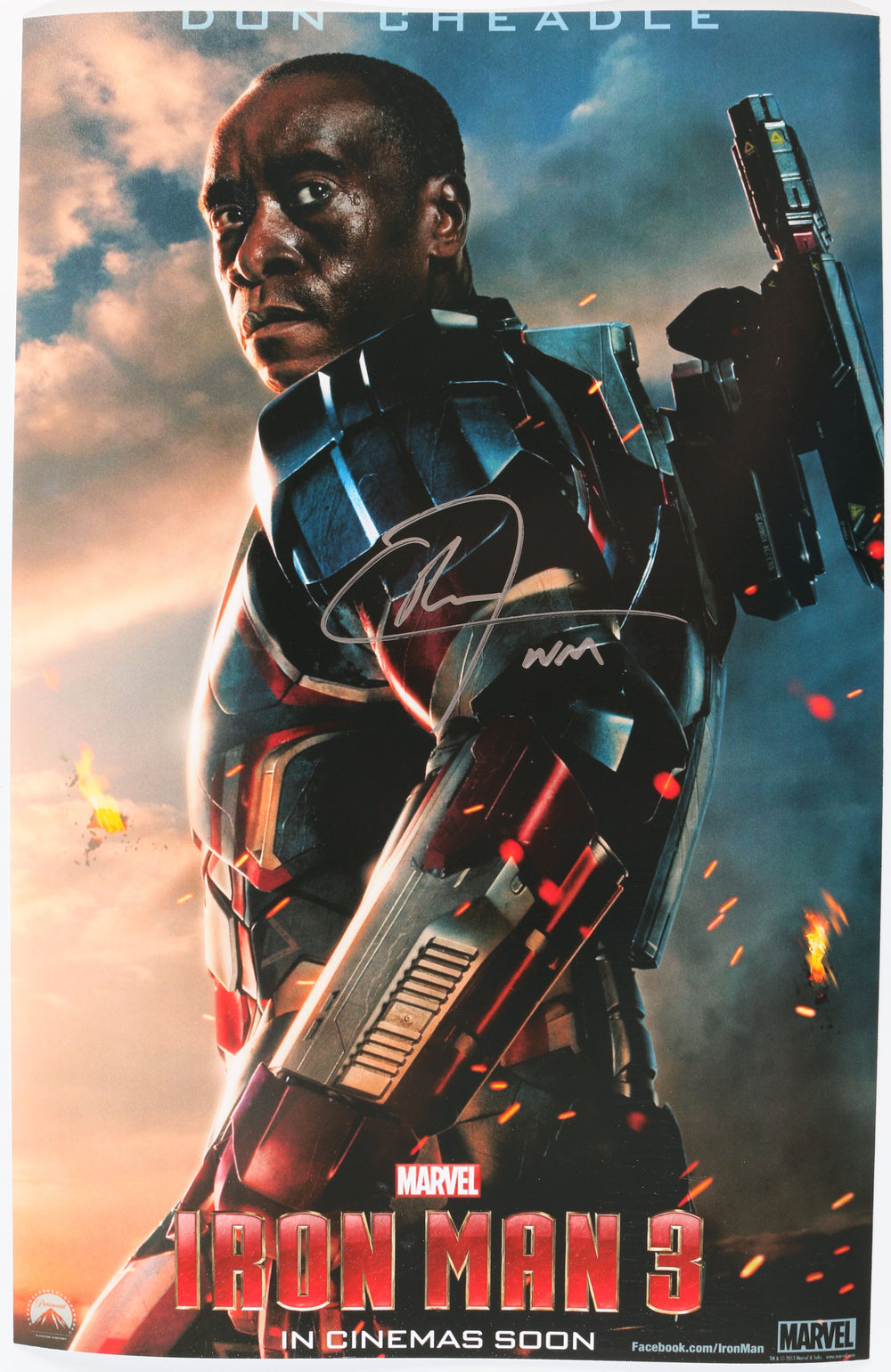 Don Cheadle as James Rhodes / War Machine in Iron Man 3 Signed 11x17 Mini Poster with Character Initials