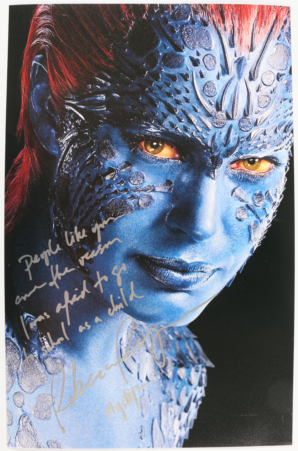 Rebecca Romijn as Mystique in X-Men Signed 11x17 Photo with Character Name & Quote