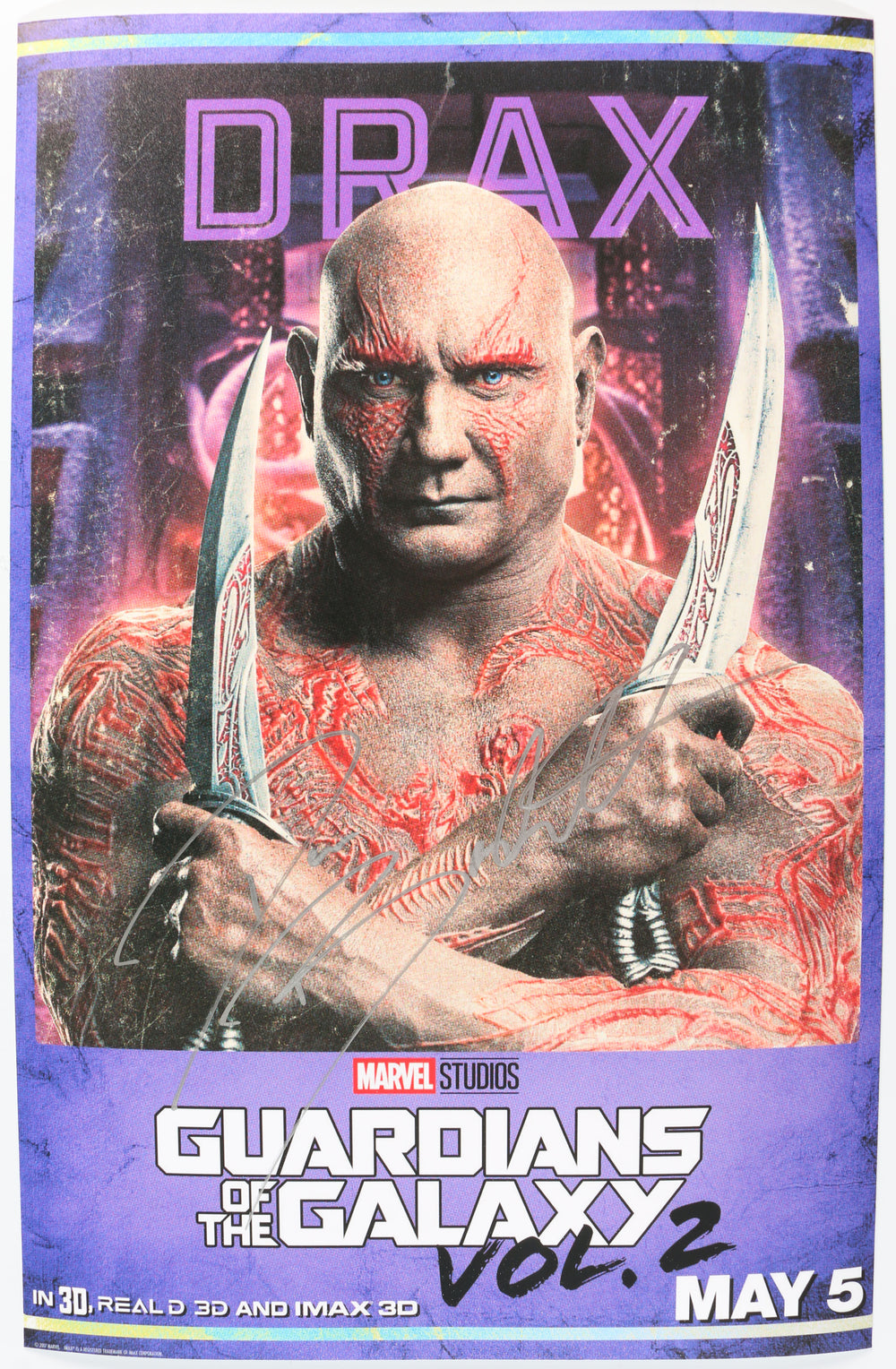 Dave Bautista as Drax the Destroyer in Guardians of the Galaxy Vol. 2 Signed 11x17 Mini Poster
